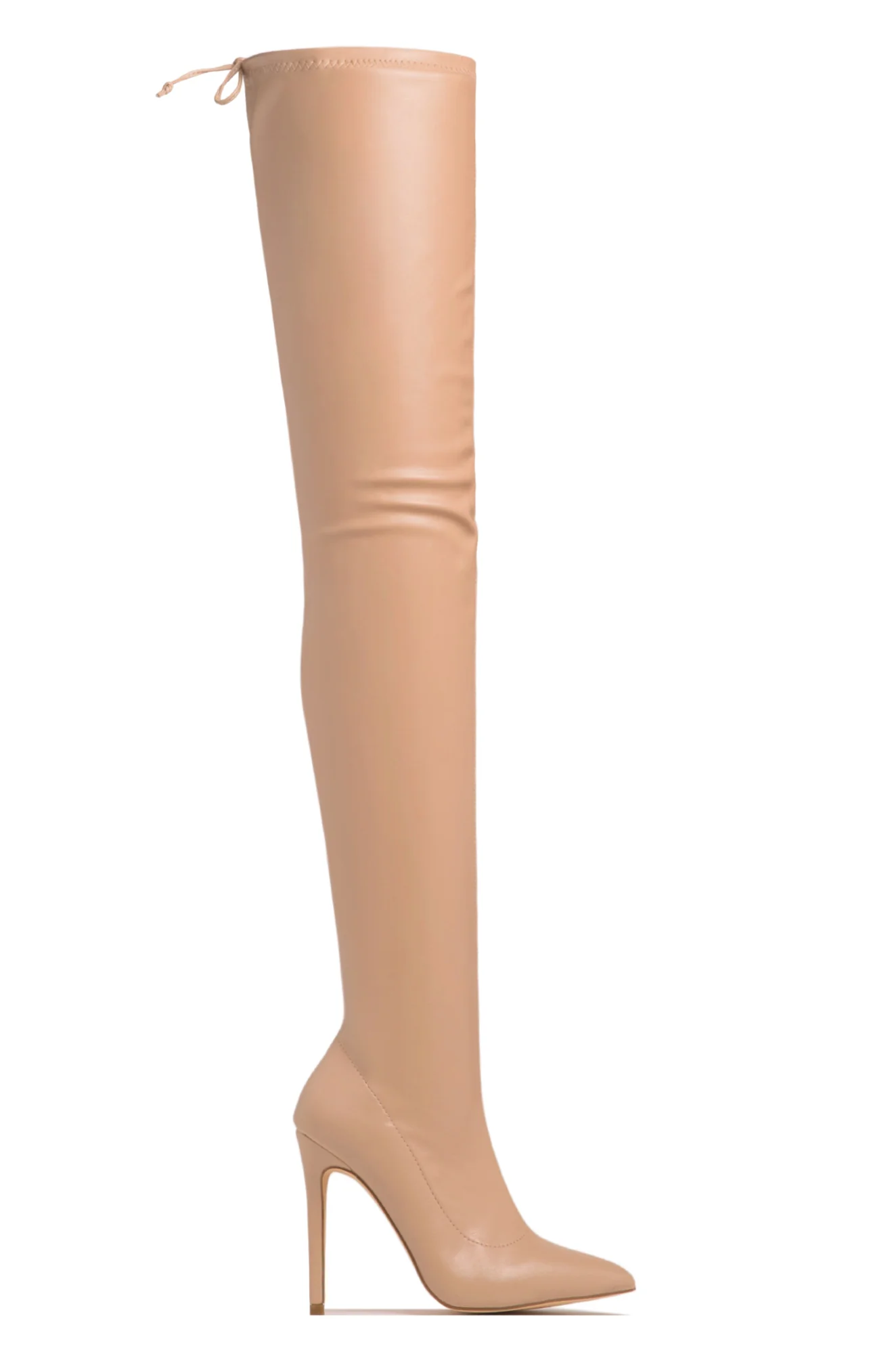 Groundbreaking Over The Knee High Heel Boots - Nude PU - Image 3
