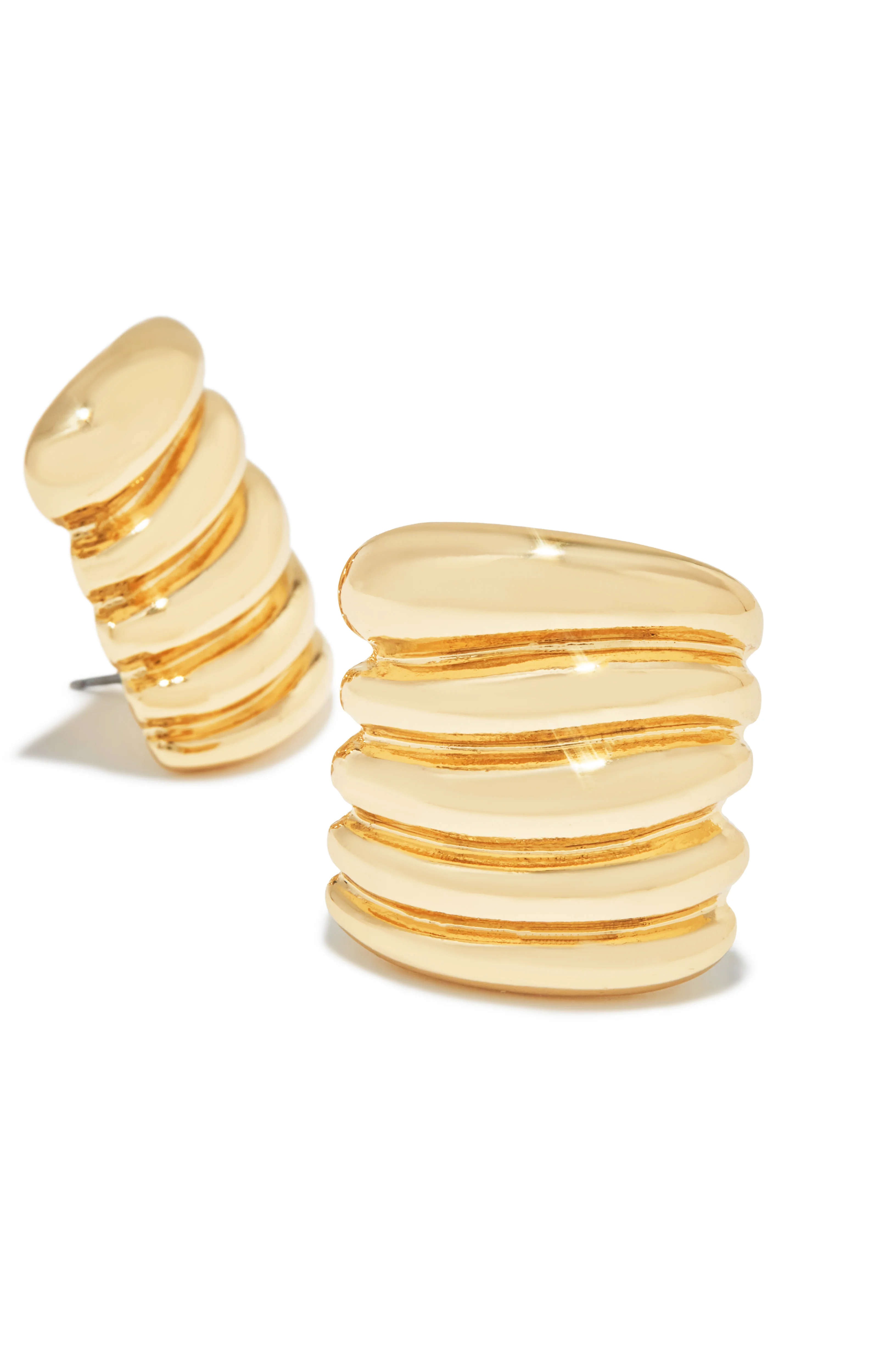 Halana Textured Statement Earring - Gold - Image 2