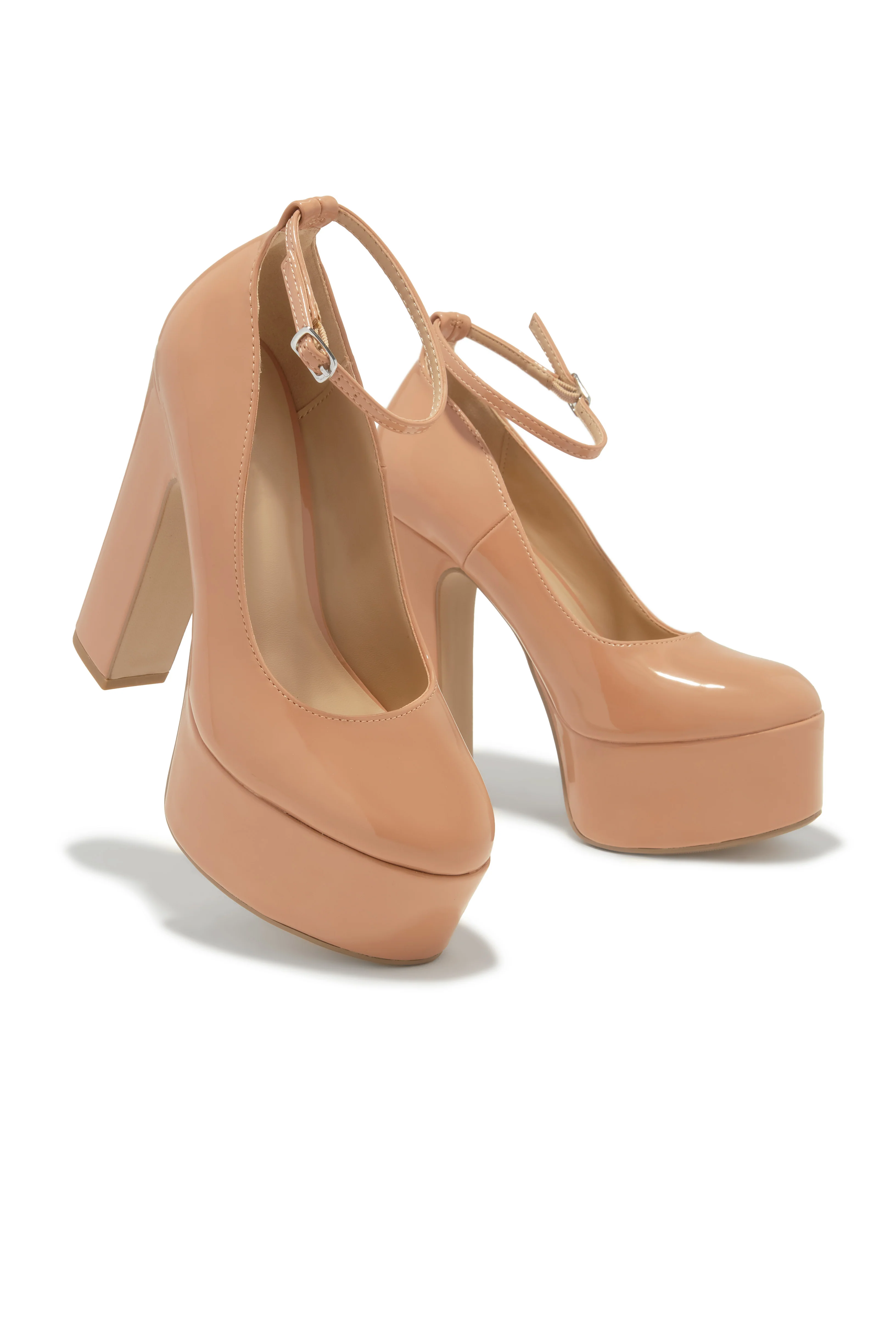 Hanna Platform Block Heels - Nude - Image 2