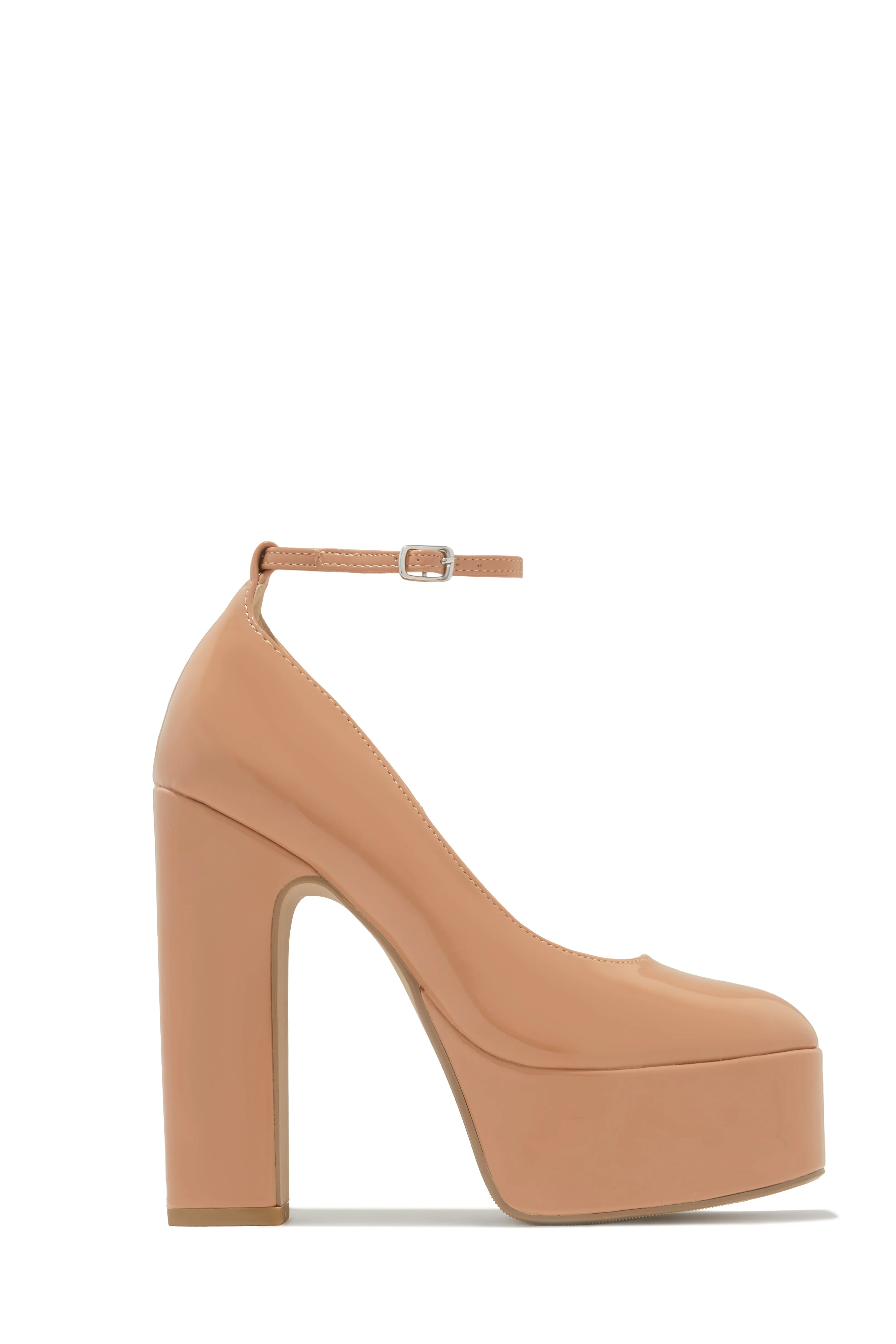 Hanna Platform Block Heels - Nude - Image 4