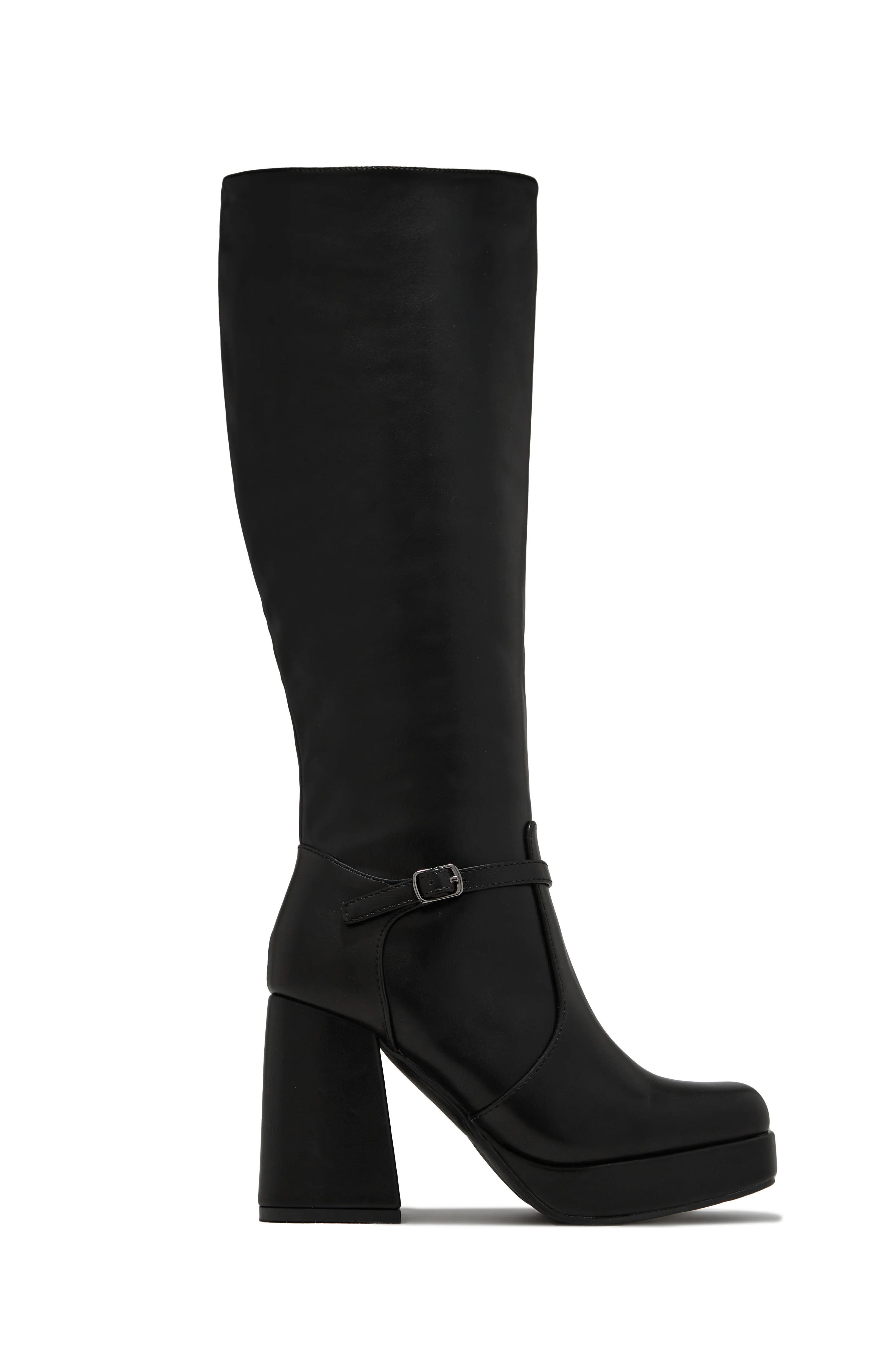 Hazelle Platform Block Heel Boots - Black - Image 3