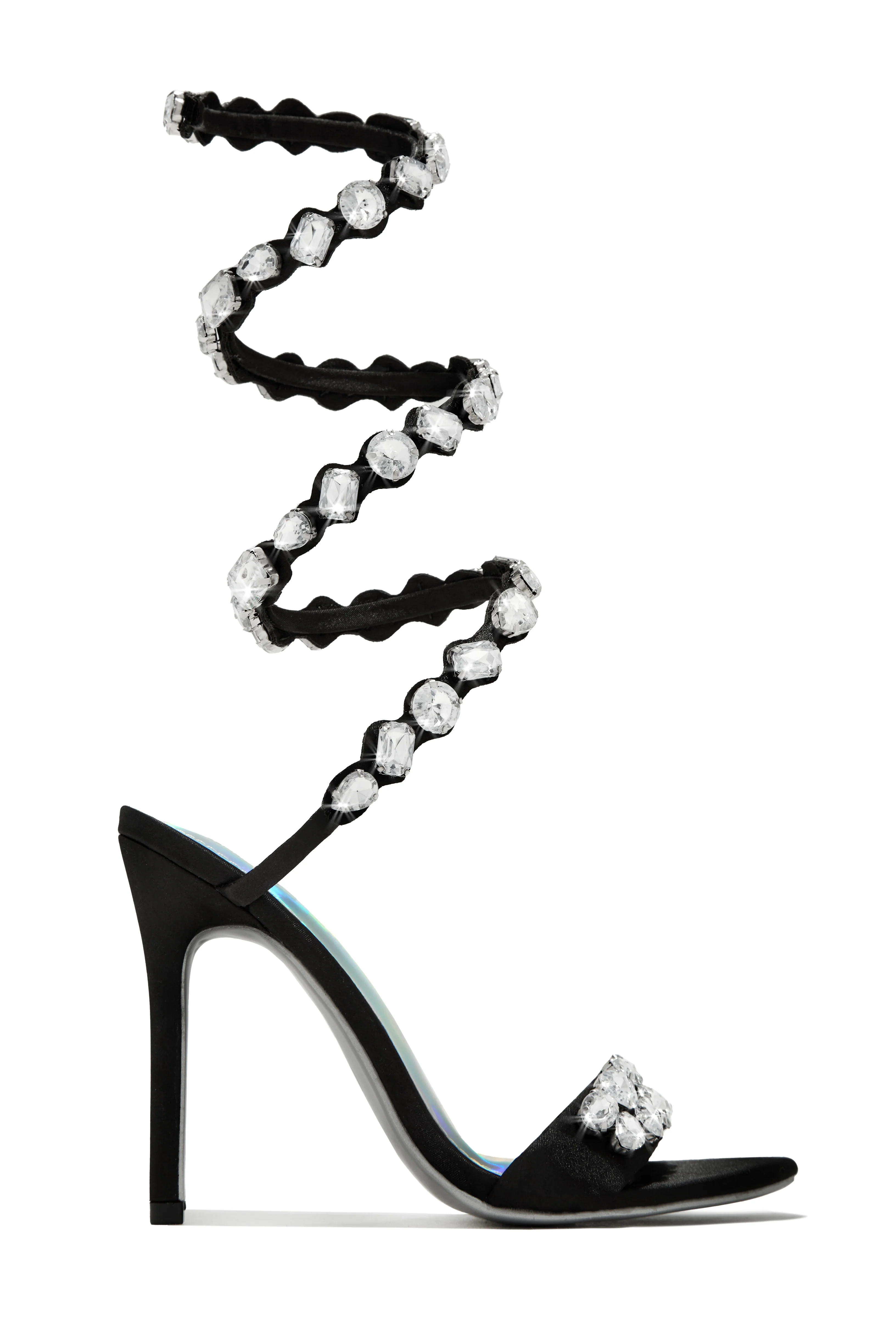 Heiress Embellished Around The Ankle Coil Heels - Black - Image 4