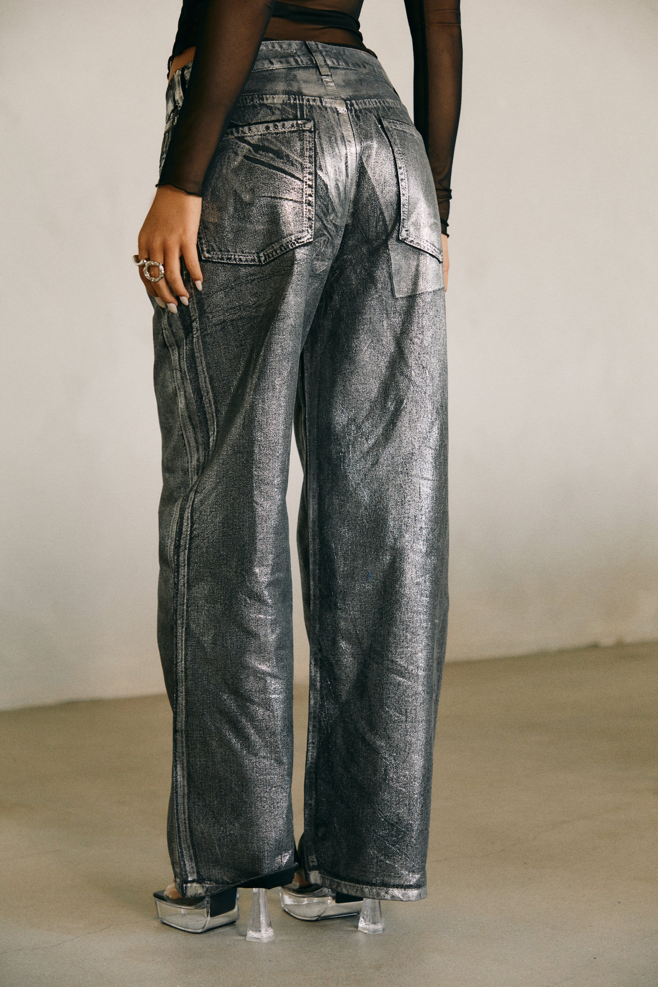 Her Moment High Waist Pant - Black Silver - Image 3