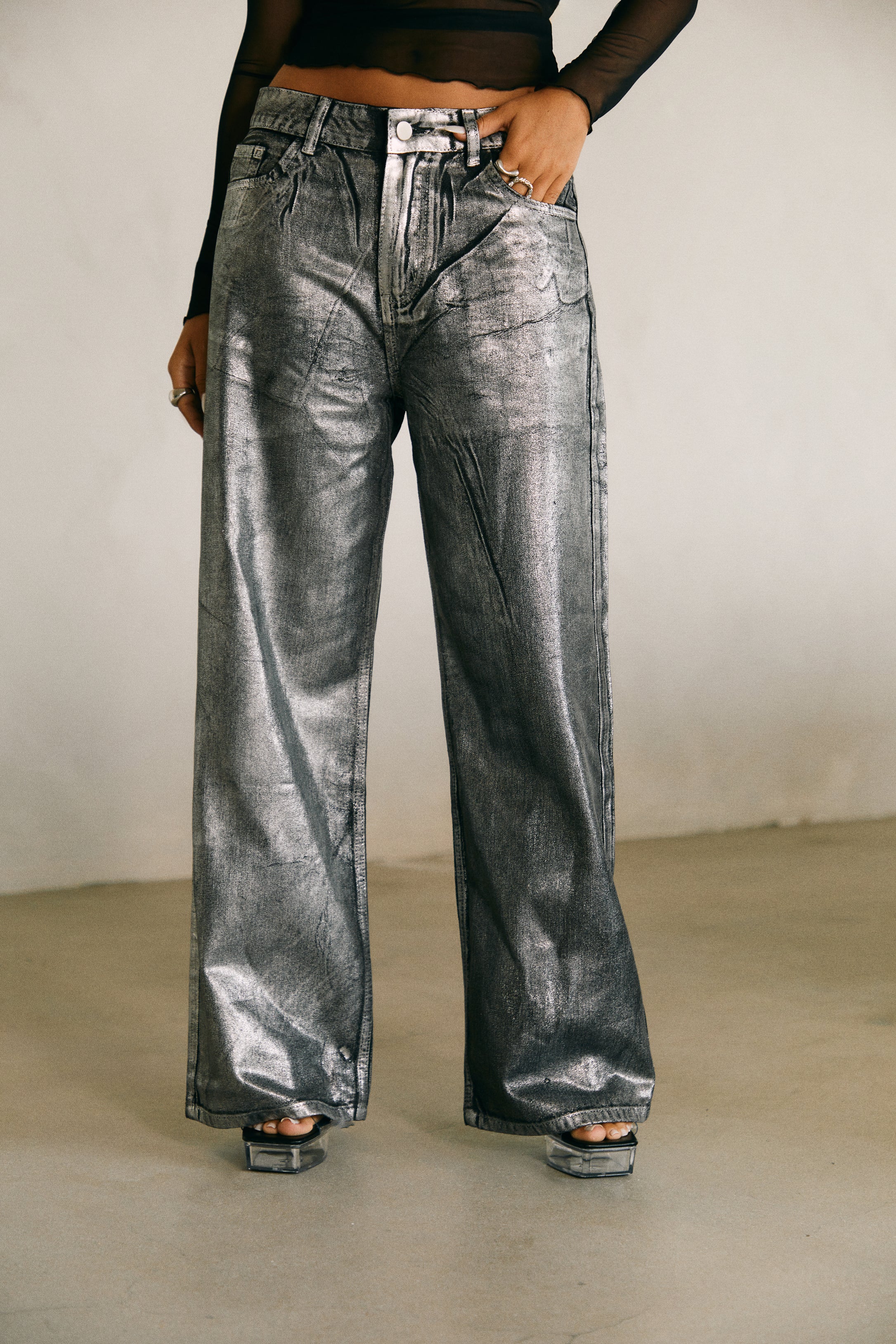 Her Moment High Waist Pant - Black Silver - Image 5