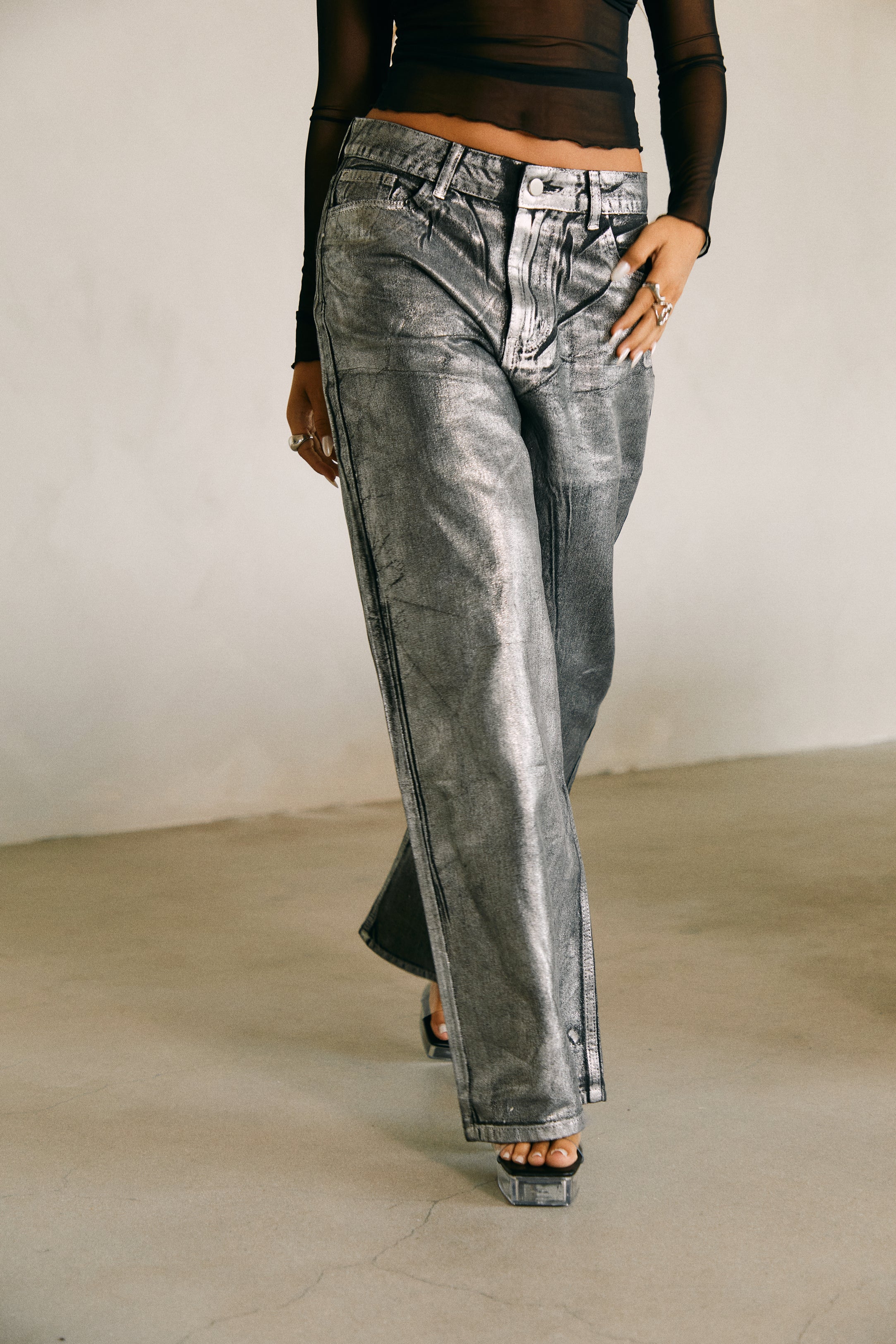 Her Moment High Waist Pant - Black Silver - Image 7