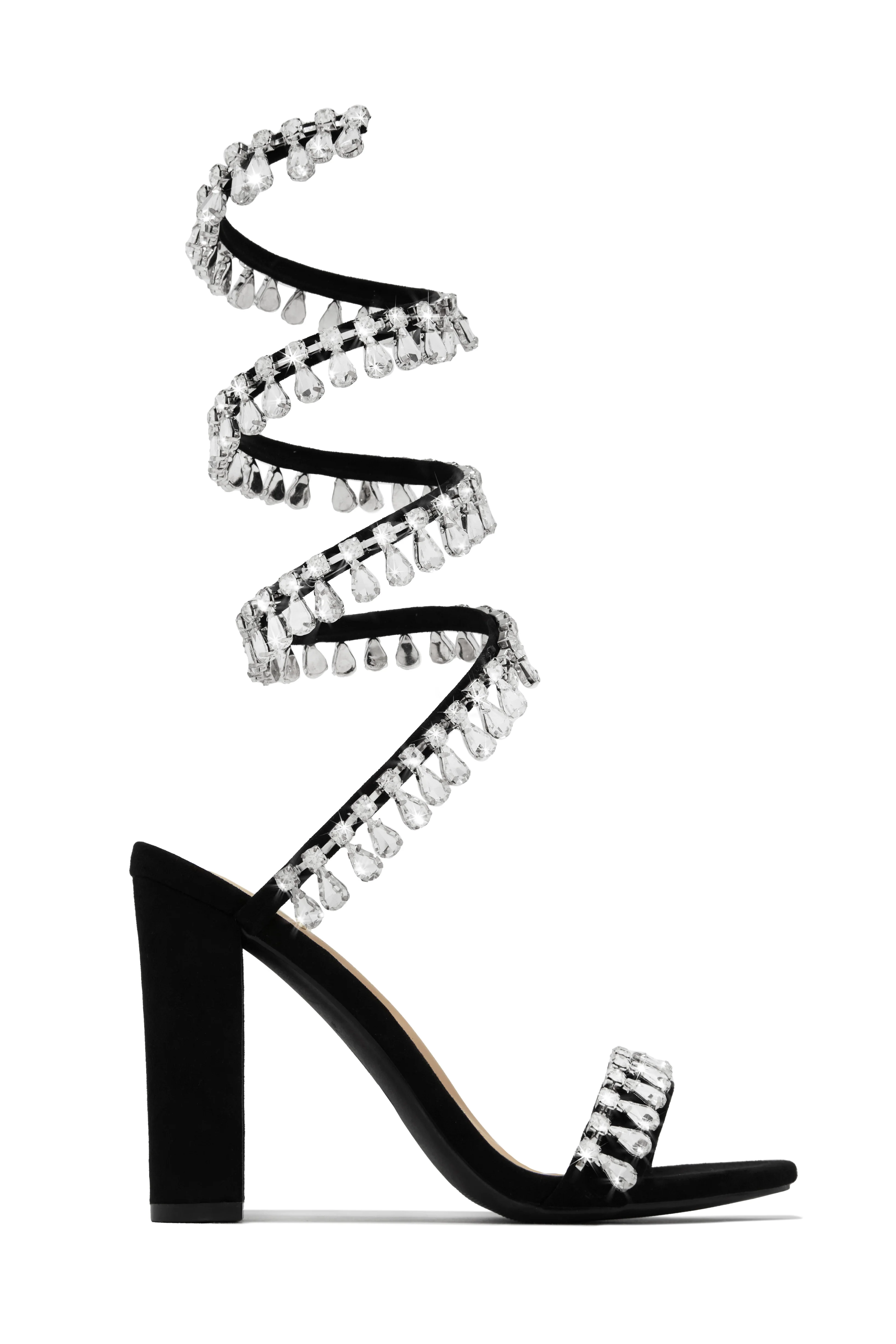 Holiday Party Embellished Around The Ankle Coil Heels - Black - Image 6