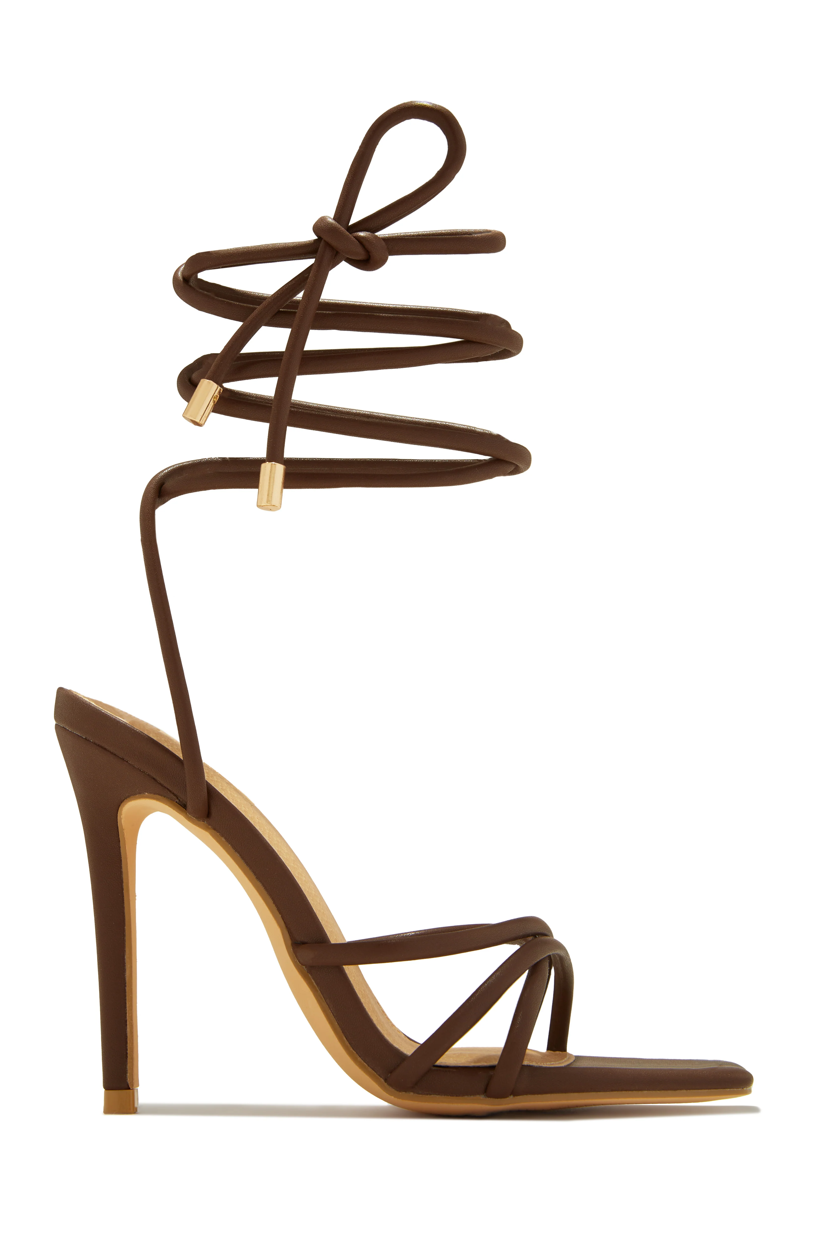 Holly Lace Up Strappy Heels - Nude - Image 10
