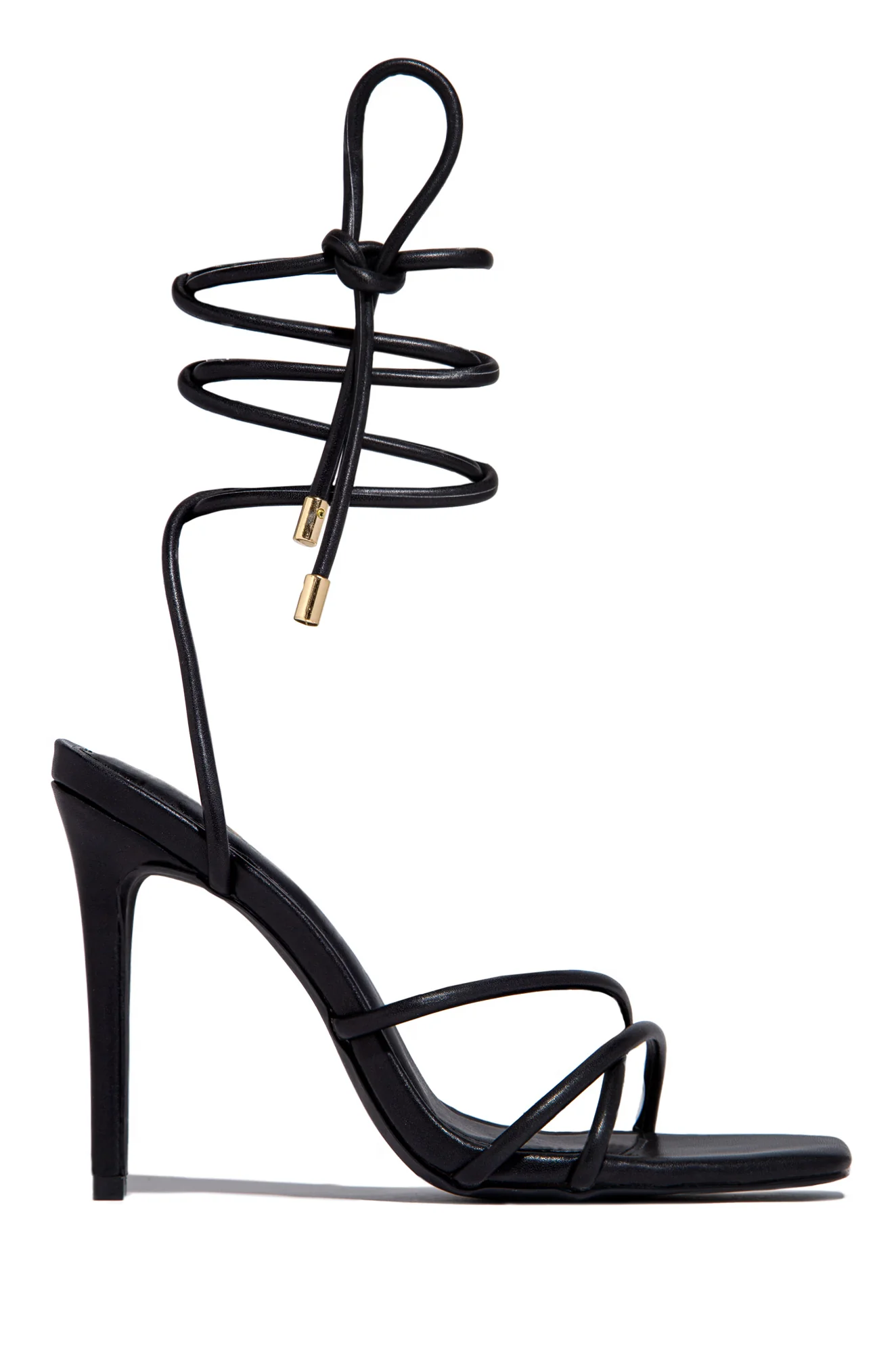 Holly Lace Up Strappy Heels - Nude - Image 9
