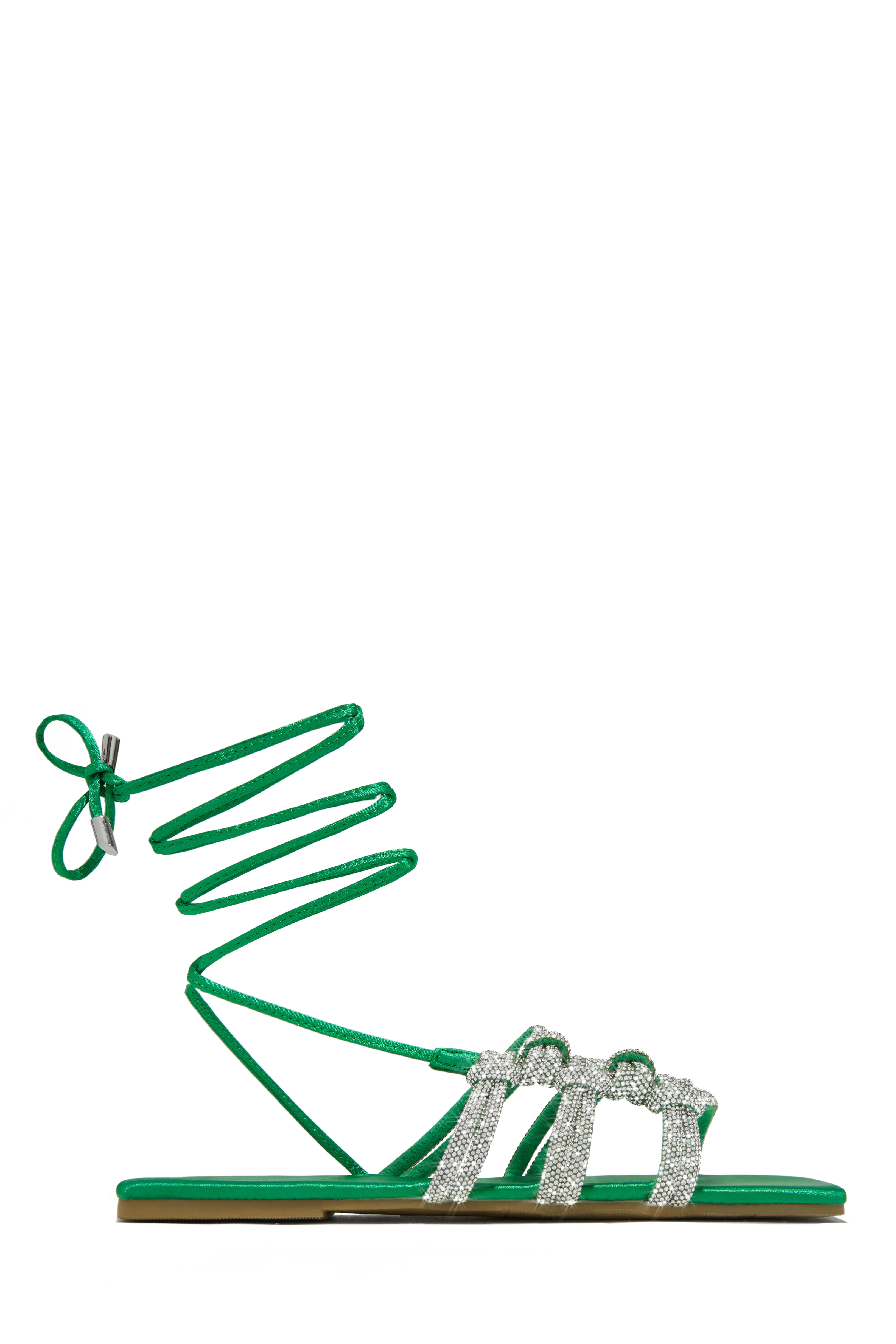 Ibiza Nights Embellished Lace Up Sandals - Green - Image 6