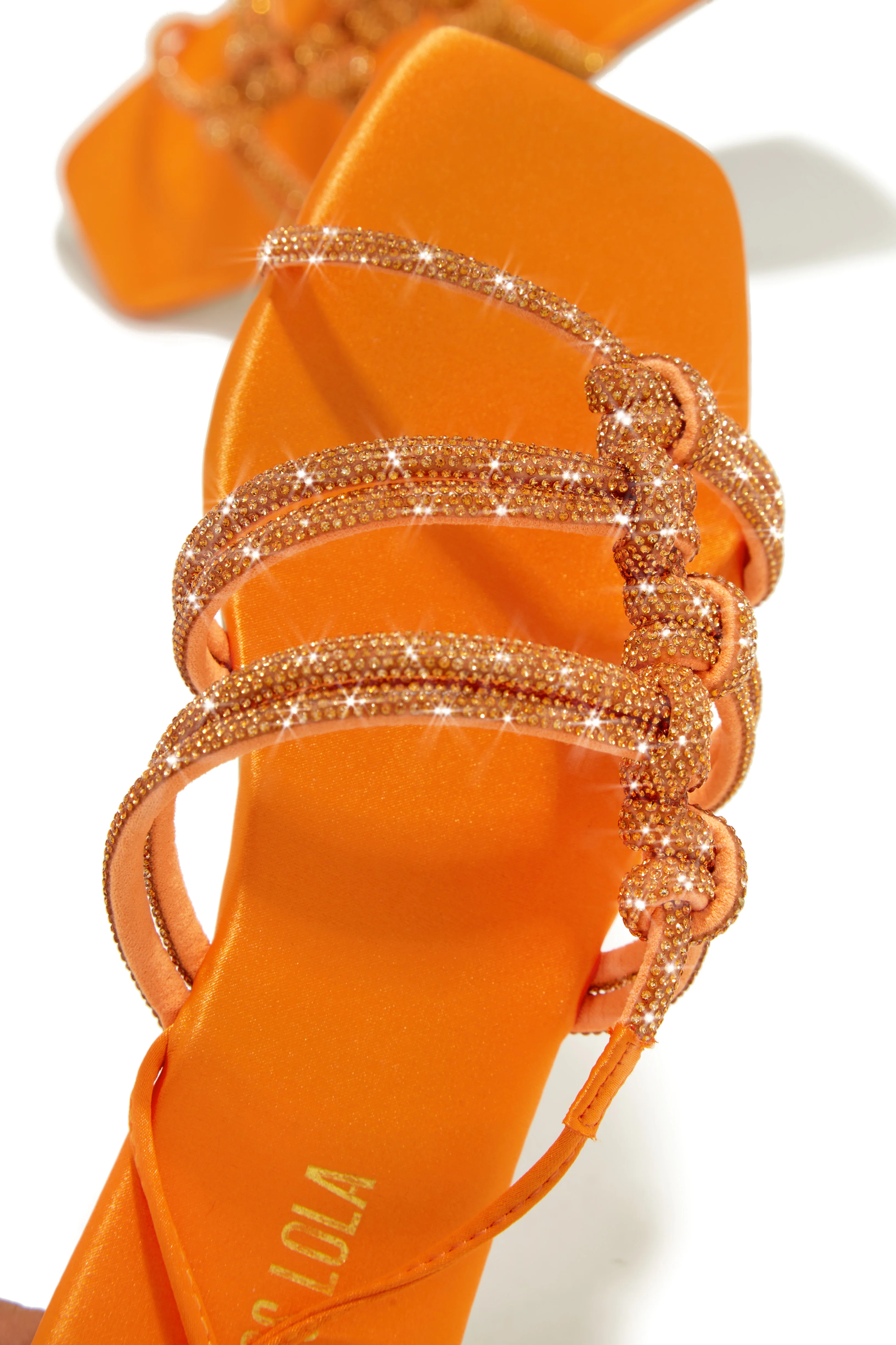 Ibiza Nights Embellished Lace Up Sandals - Orange - Image 2