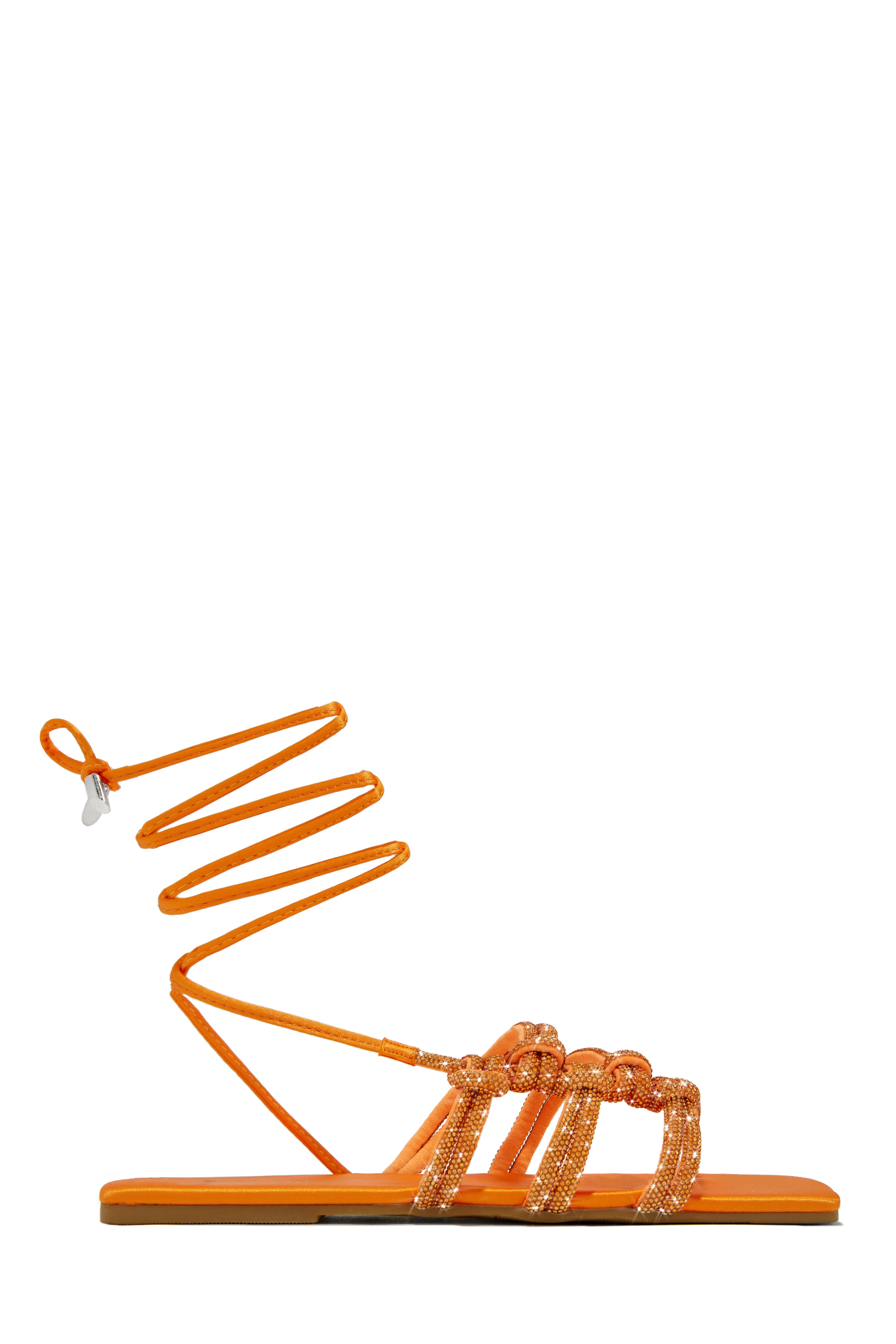 Ibiza Nights Embellished Lace Up Sandals - Orange - Image 6