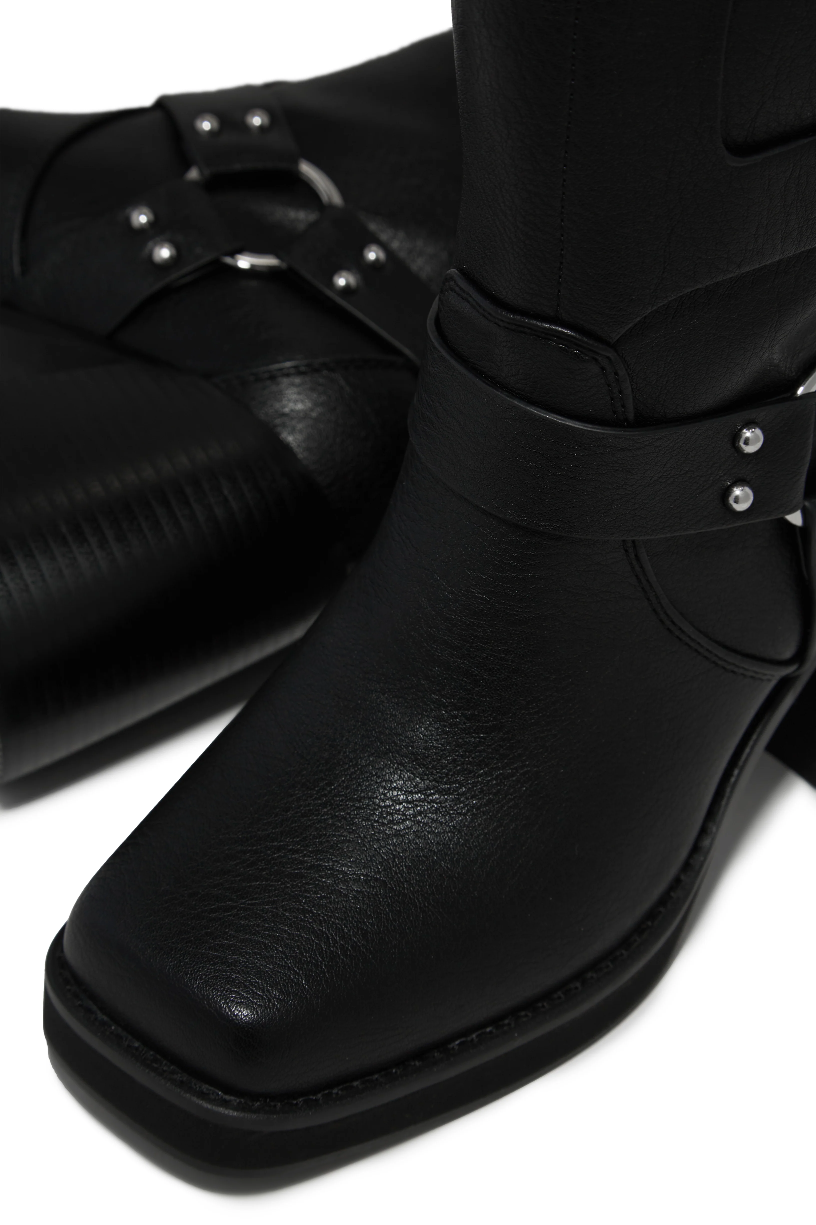 Imani Moto Block Heel Boots - Black - Image 6