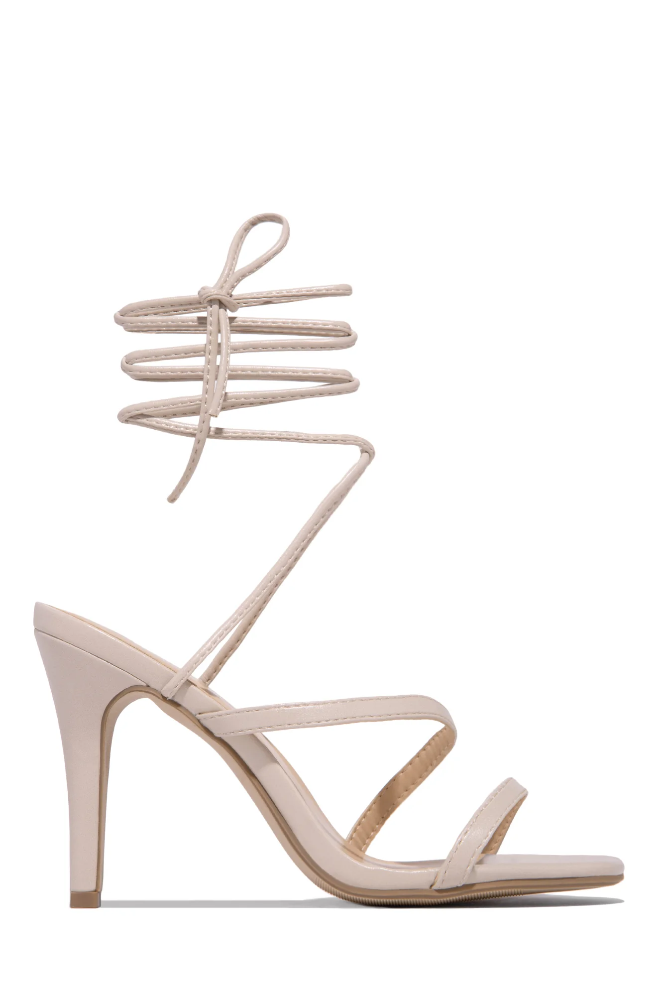 Inessa Lace Up High Heels - Nude - Image 3