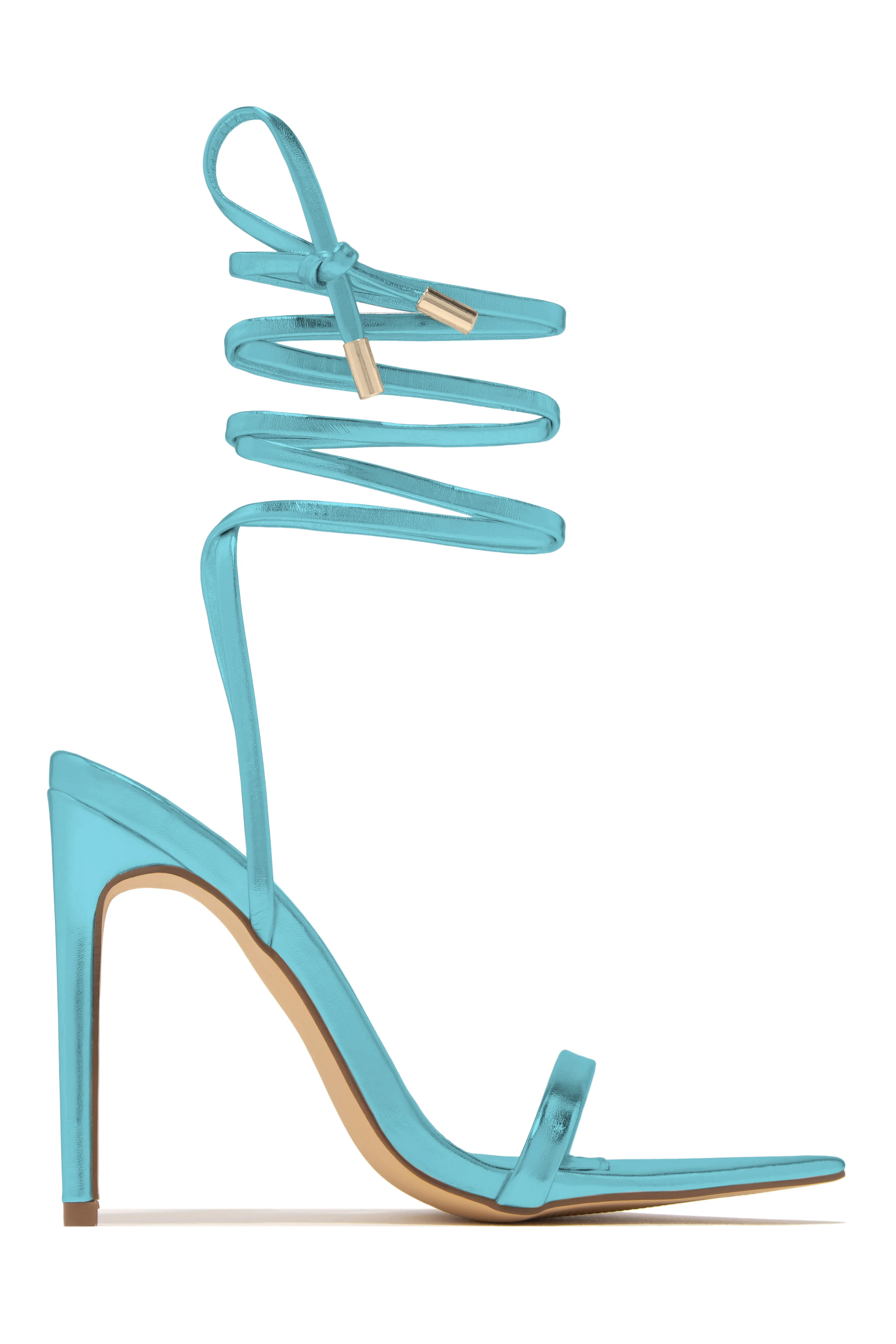 Into The Night Lace Up High Heels - Blue - Image 5