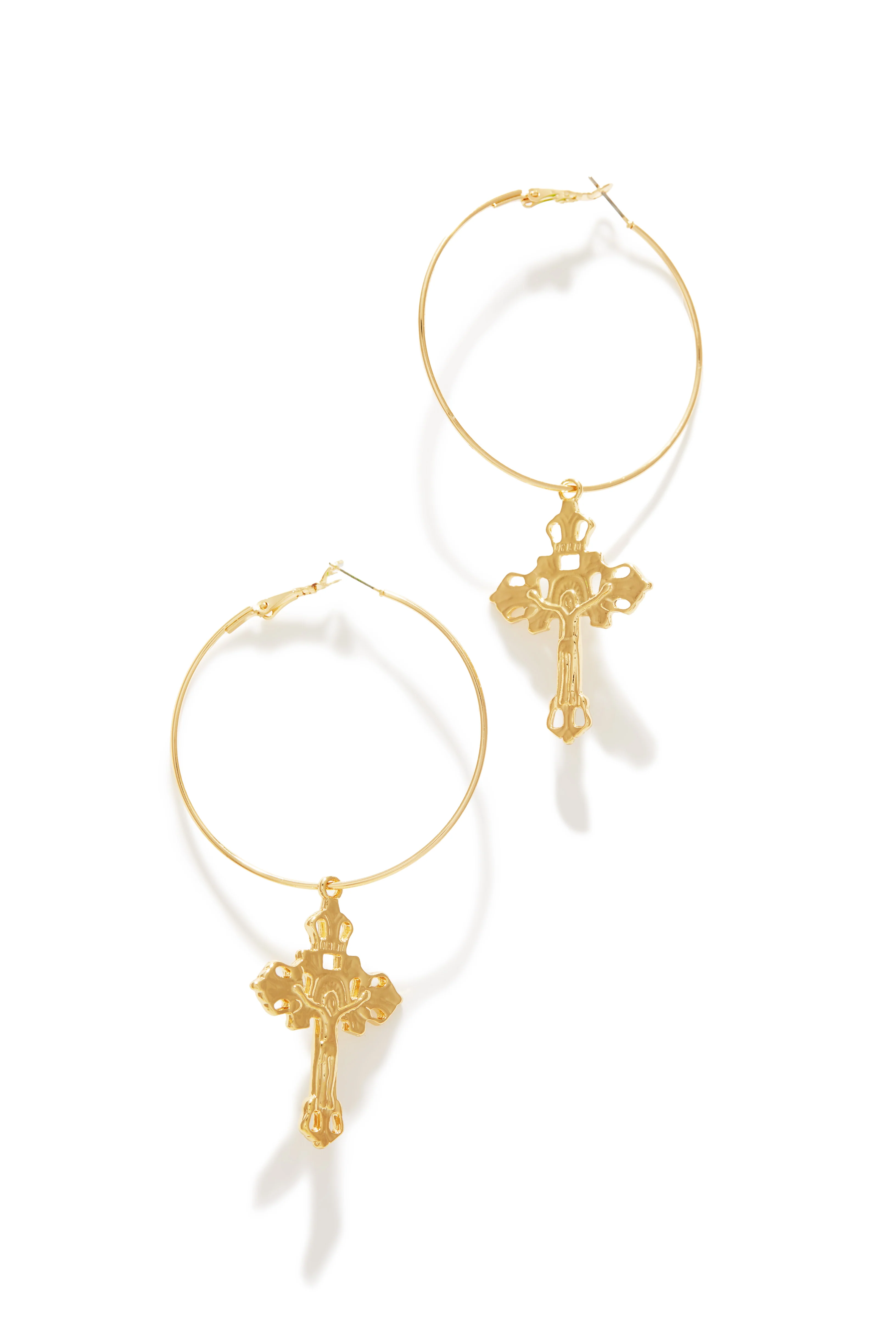 Isabella Cross Hoop Earring - Gold - Image 4