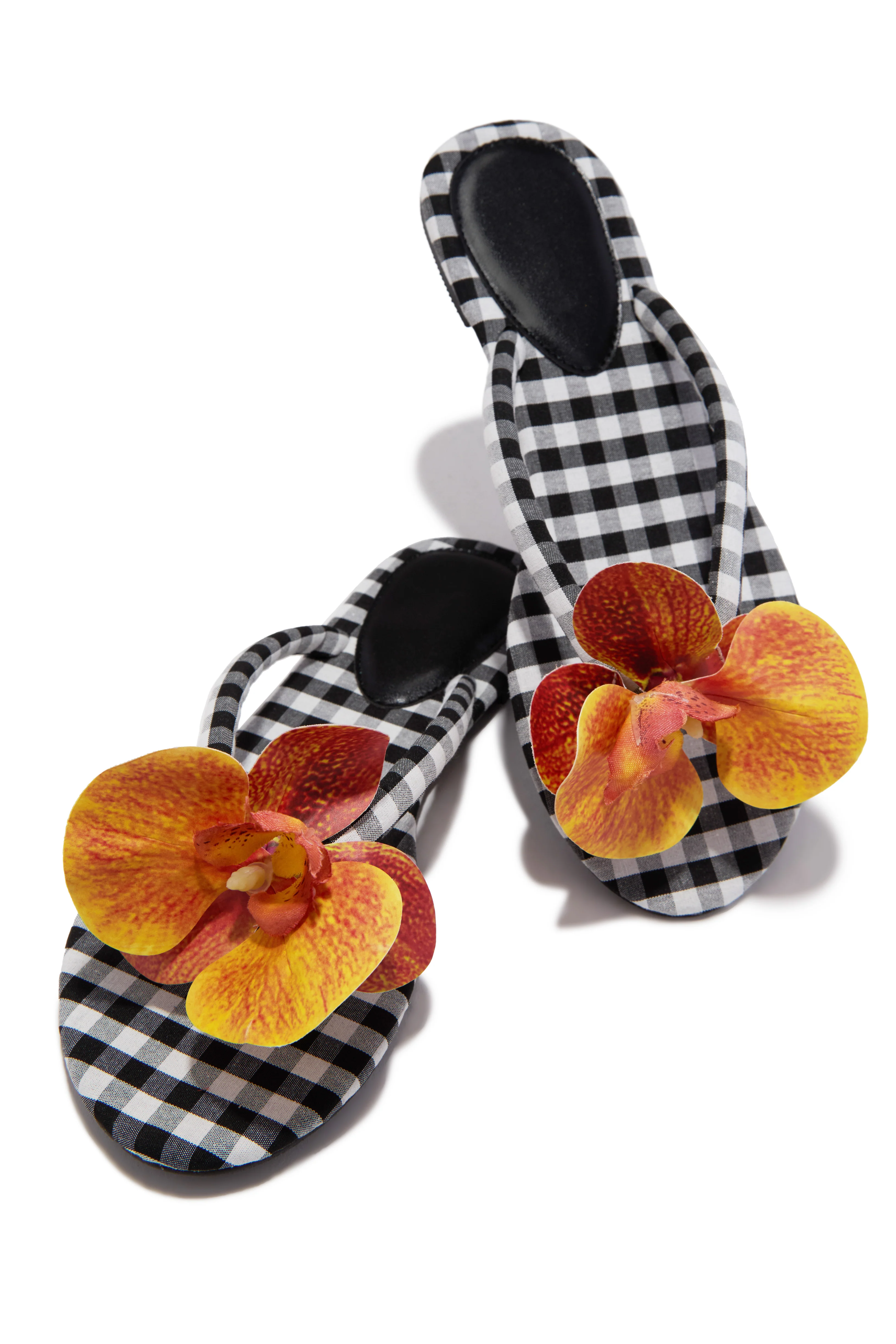 Isla Bonita Gingham Slip On Sandals - Black - Image 3