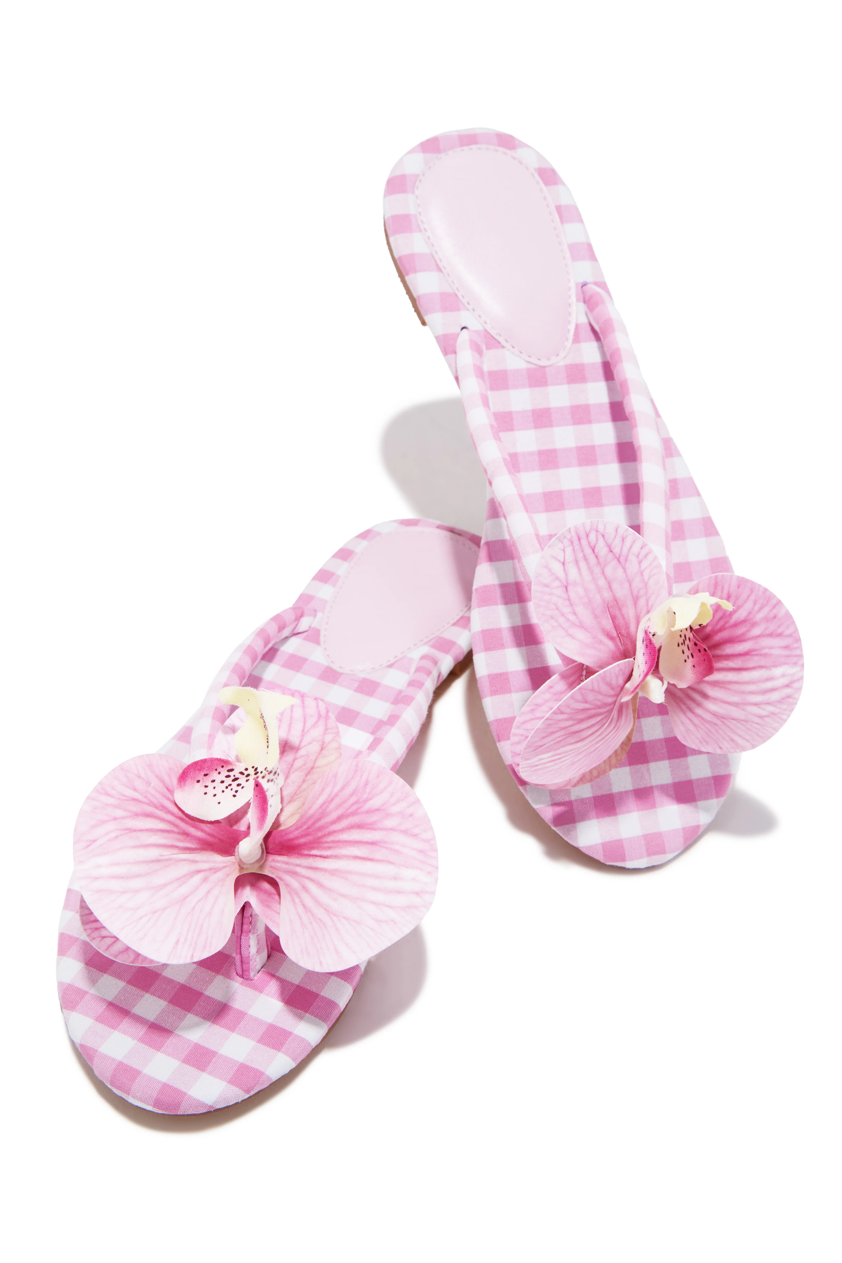 Isla Bonita Gingham Slip On Sandals - Pink - Image 3