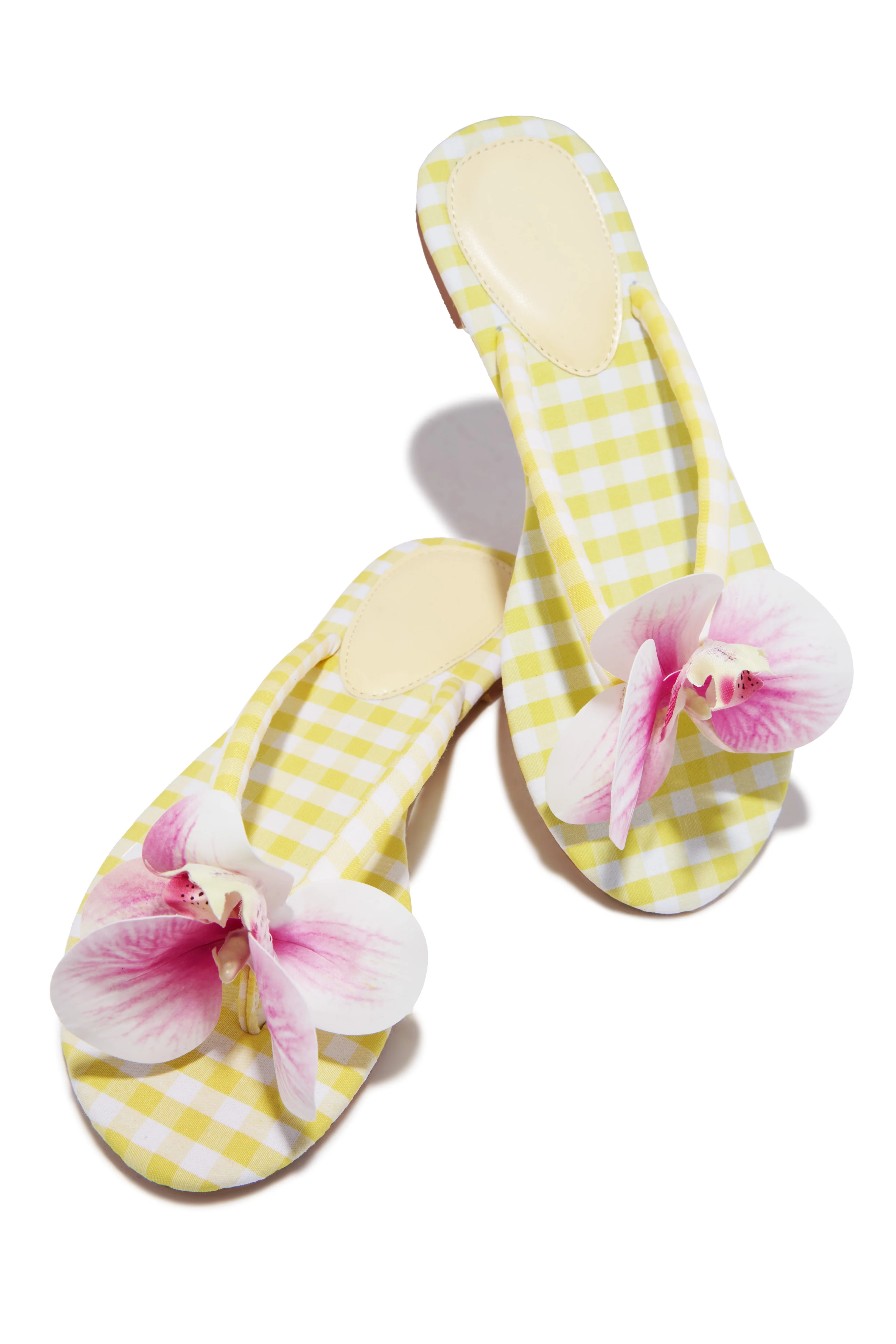 Isla Bonita Gingham Slip On Sandals - Yellow - Image 3