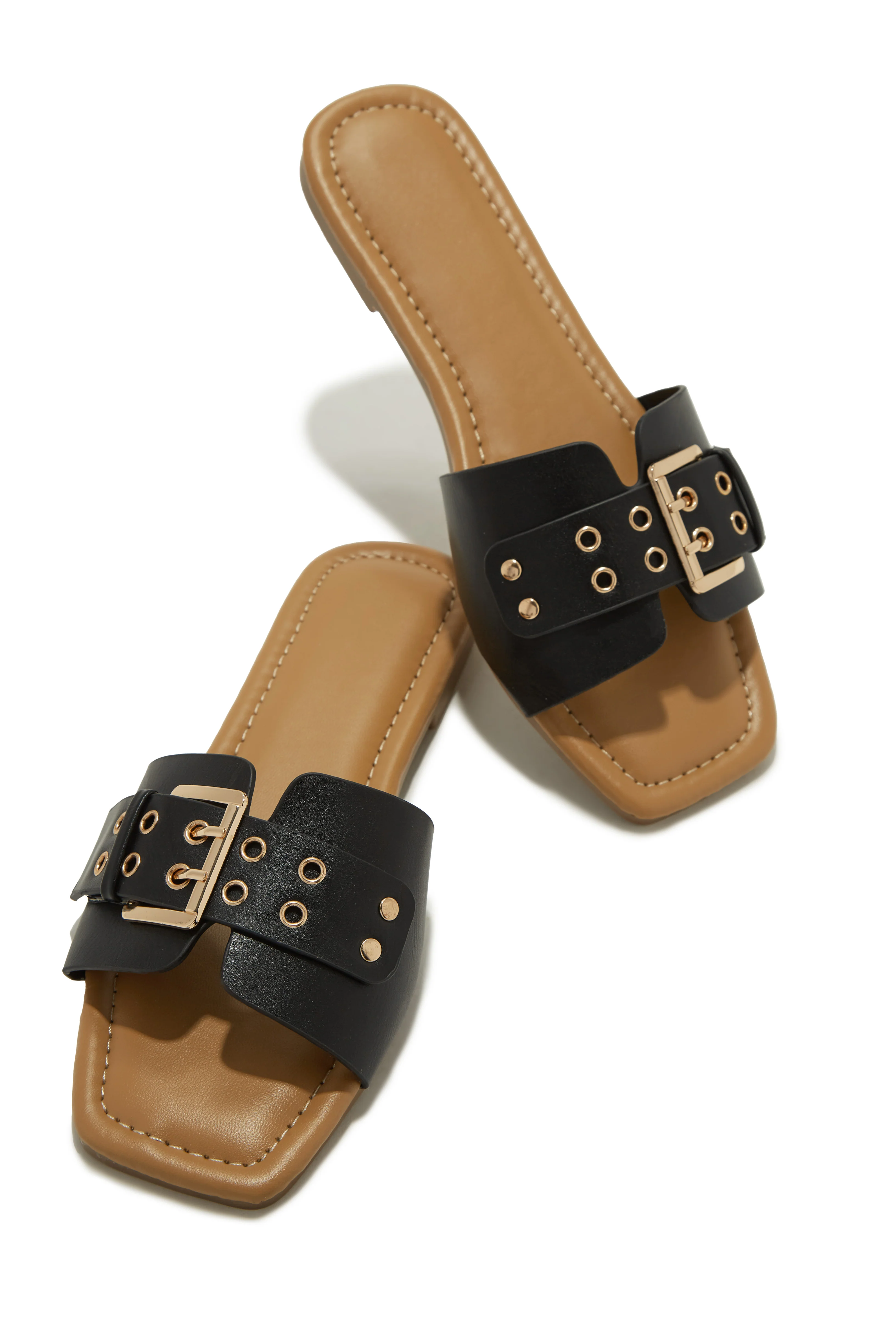 Italian Streets Flat Slip On Sandals - Black - Image 8