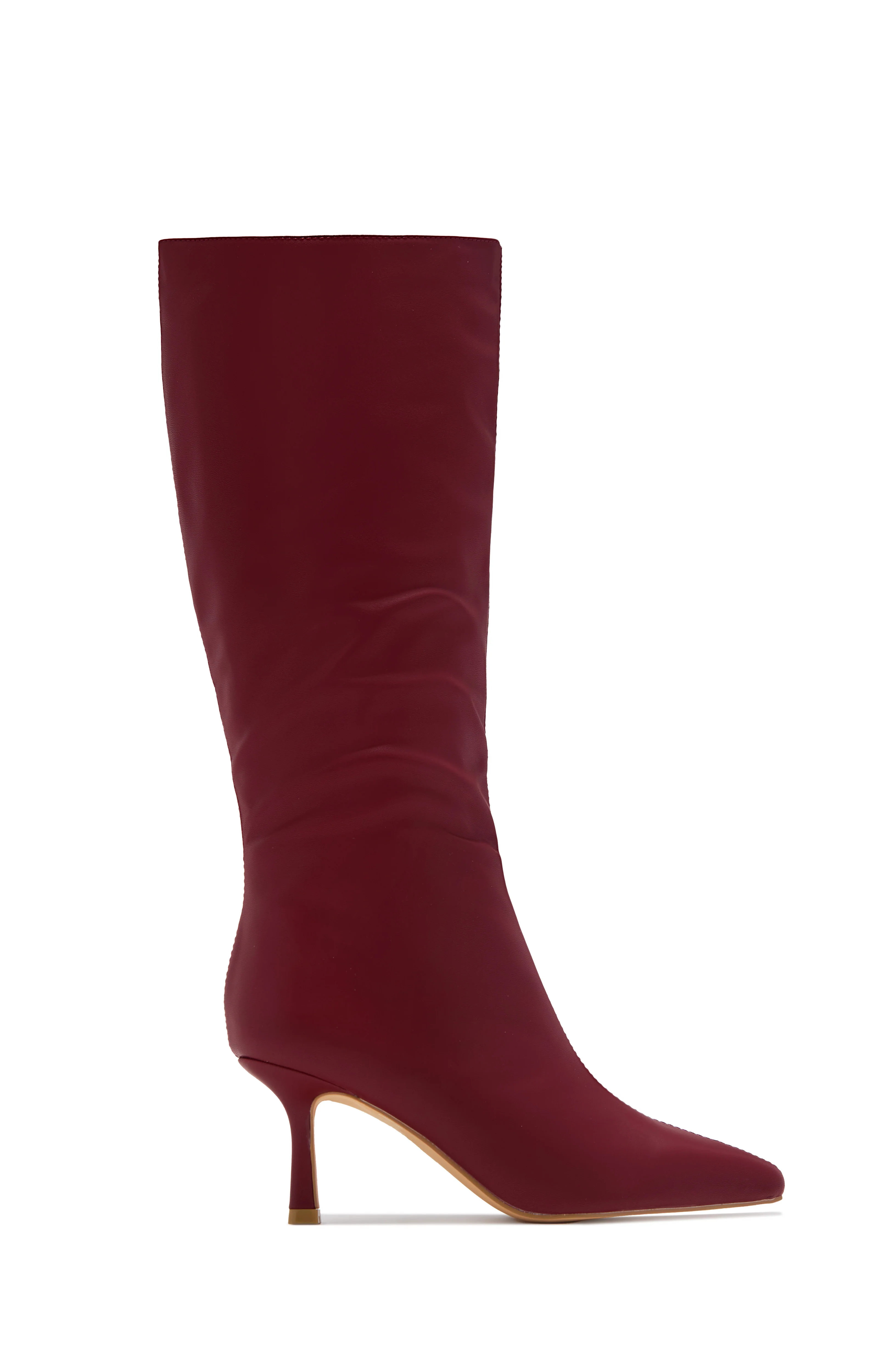 Jaylin Mid Heel Boots - Wine - Image 5