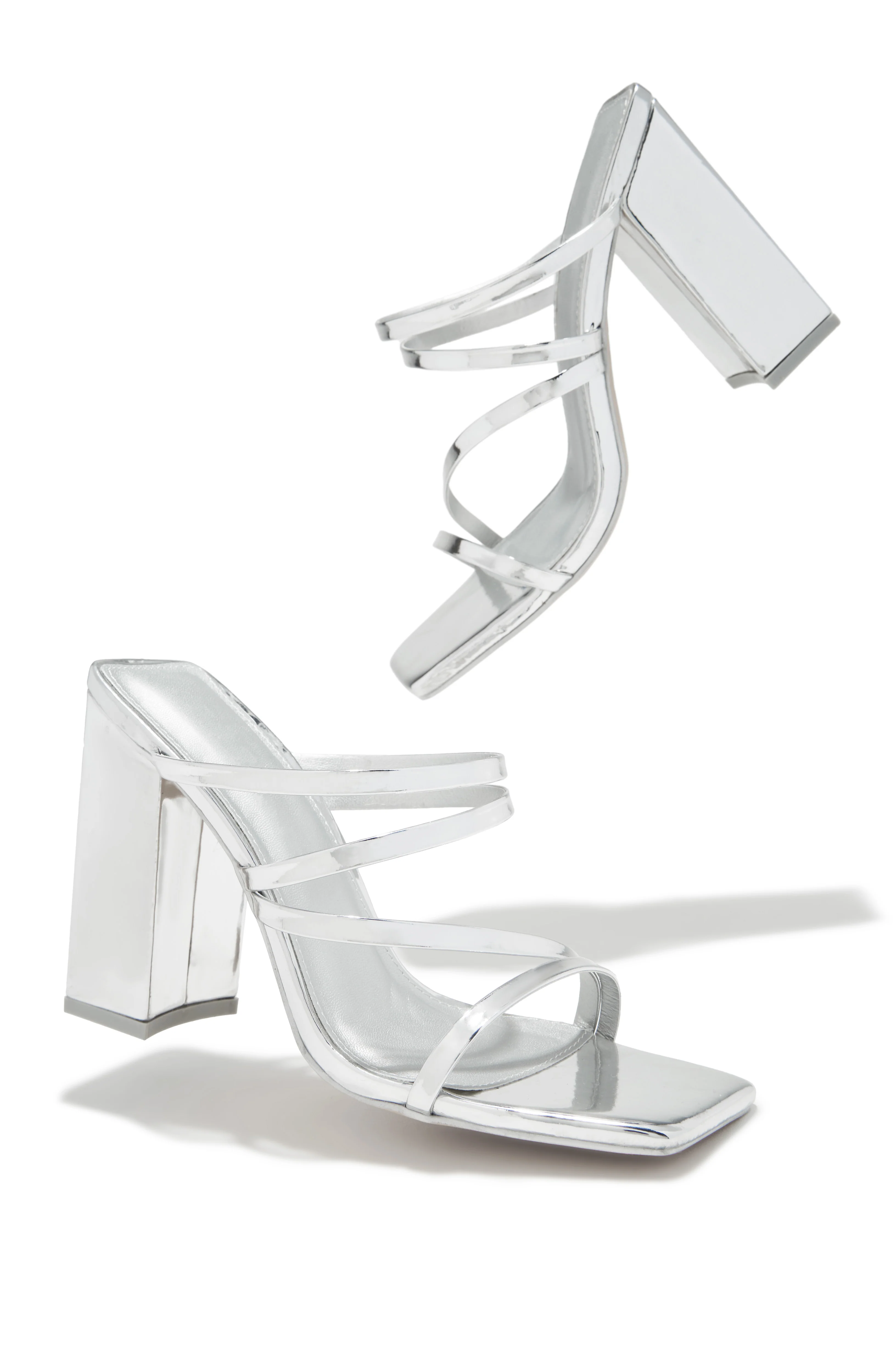 Jaziel Block Heel Mules - Silver - Image 3