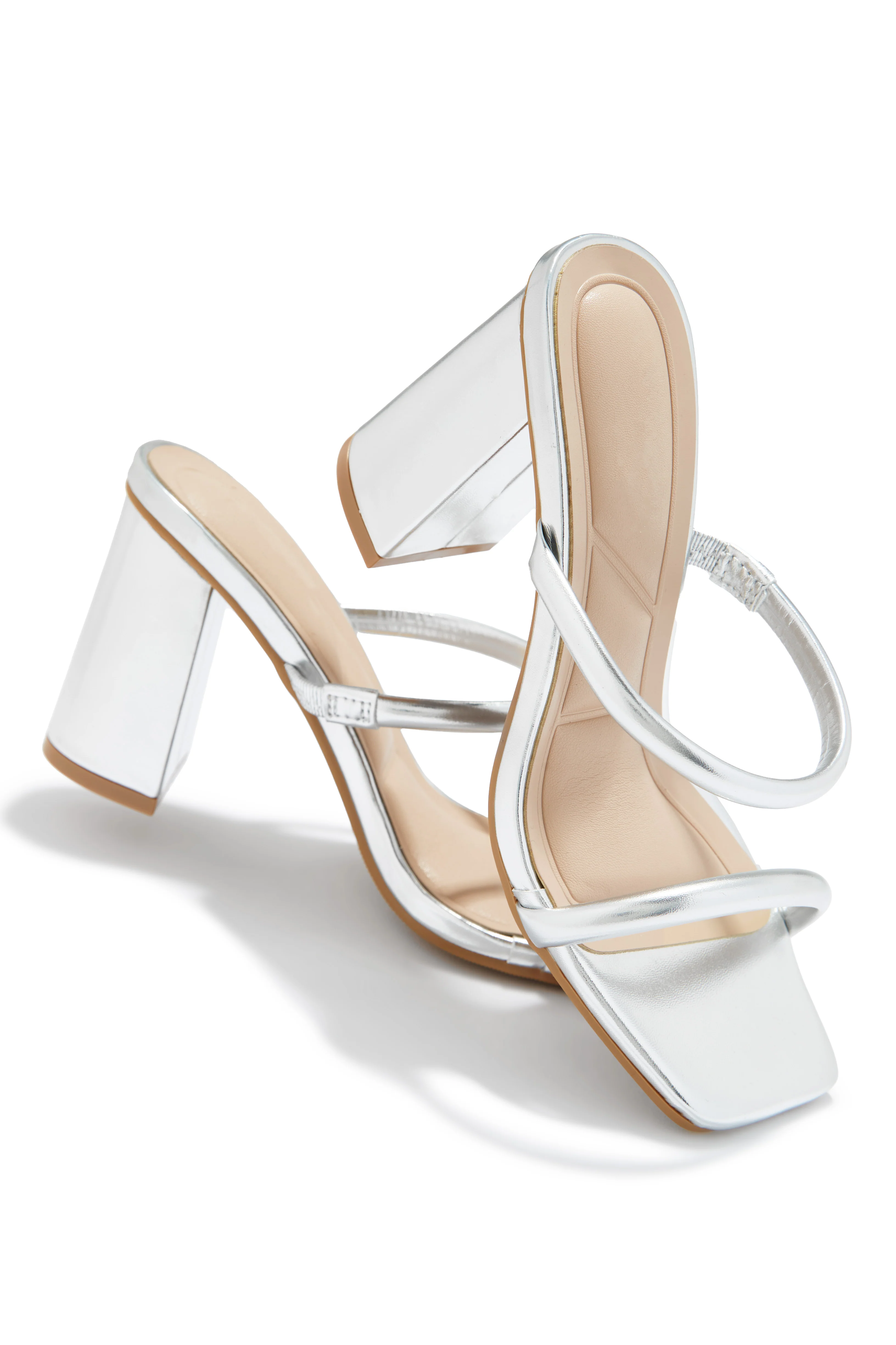 Jenna Block Heel Mules - Silver - Image 3