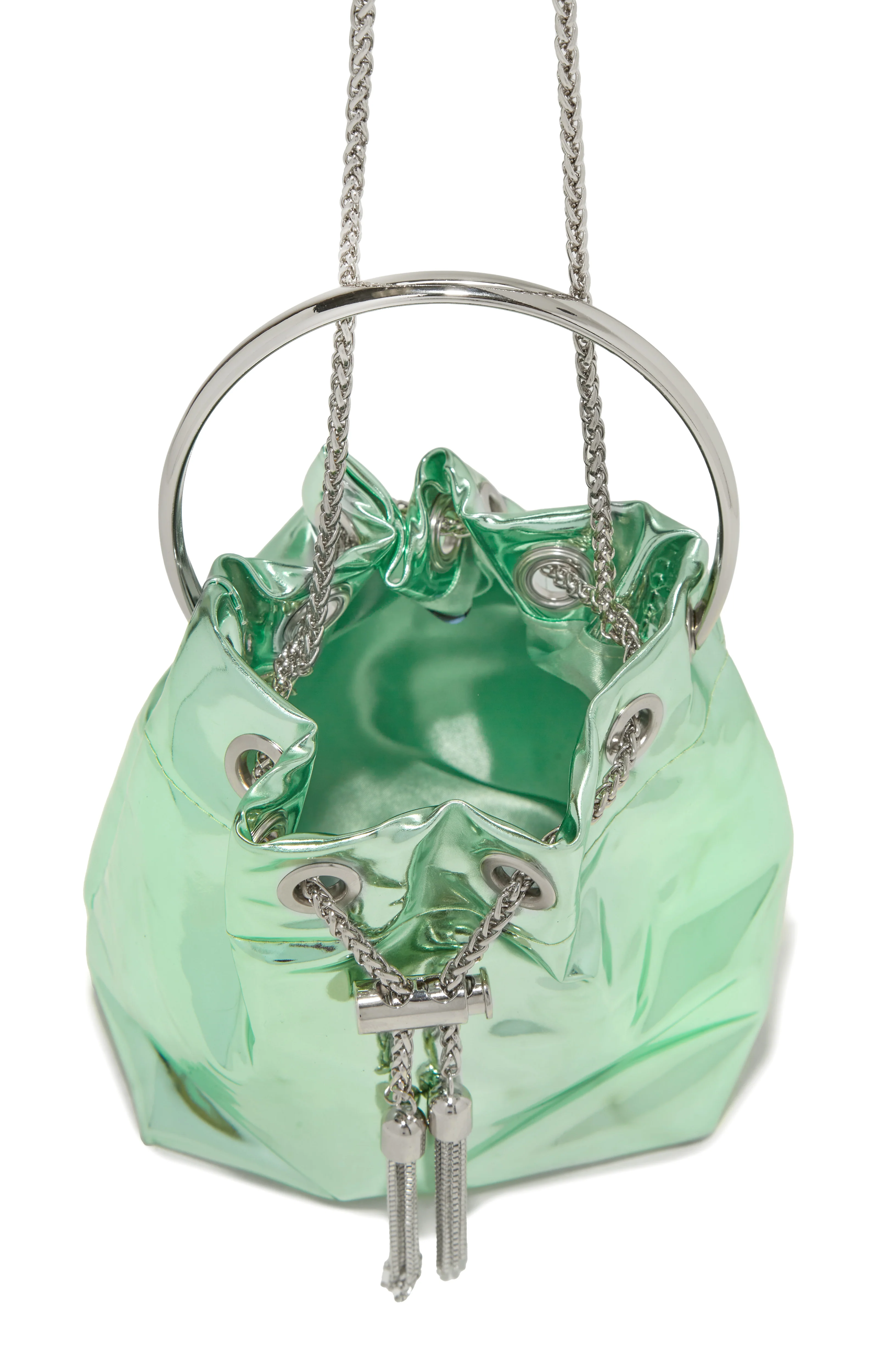 Jilian Metallic Bucket Bag - Green - Image 4
