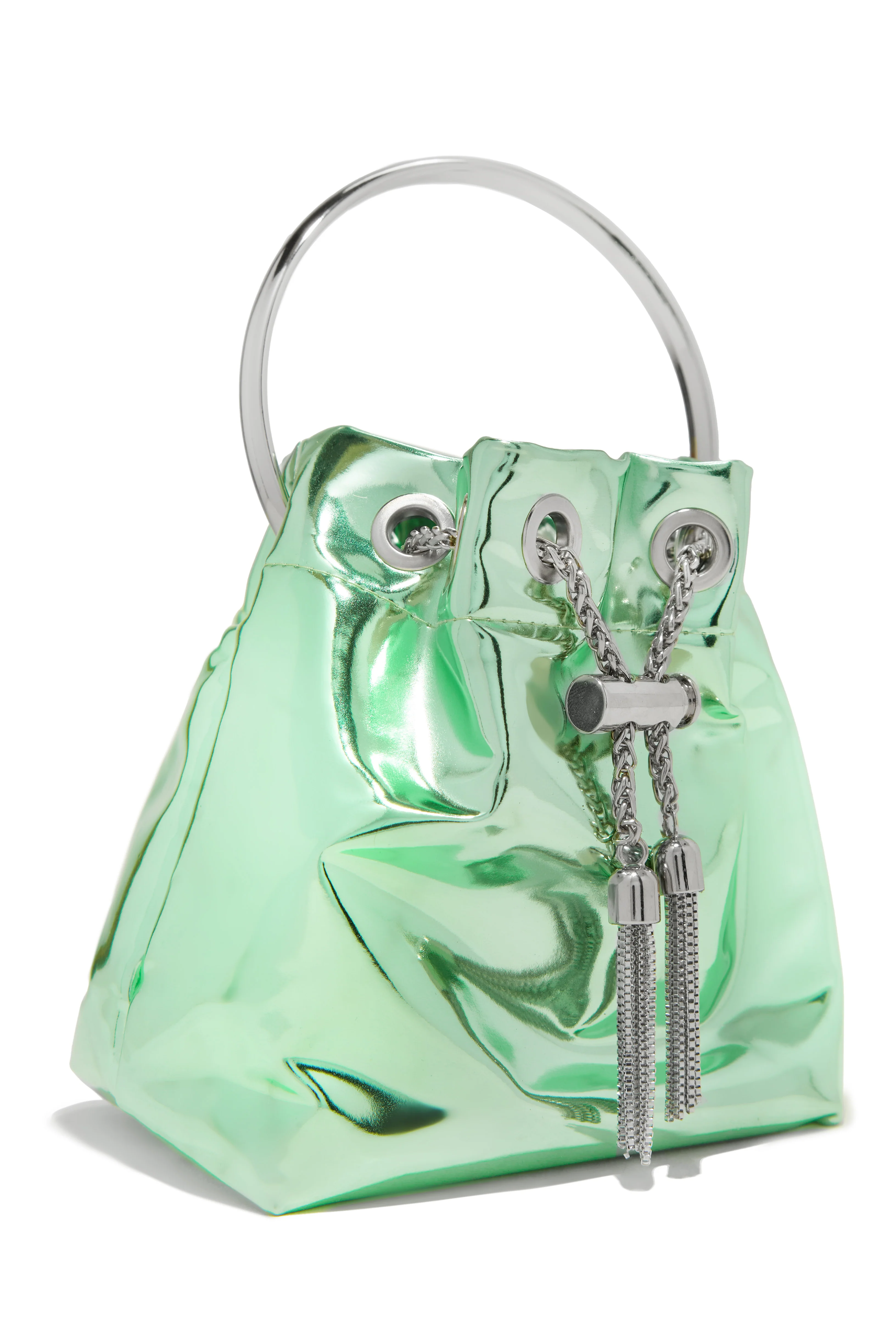 Jilian Metallic Bucket Bag - Green - Image 5