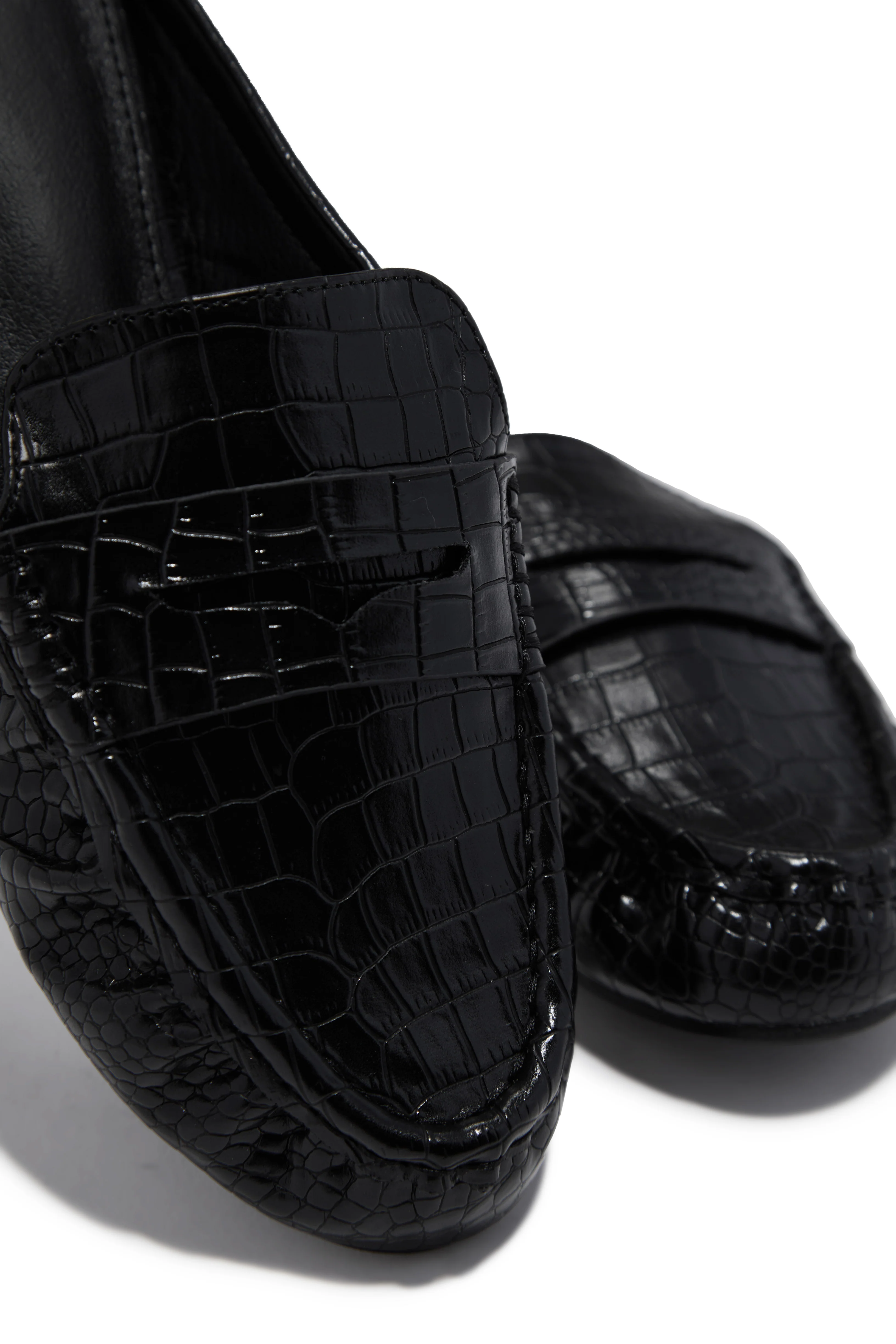 Julia Slip On Loafer Flats - Black Croc - Image 3