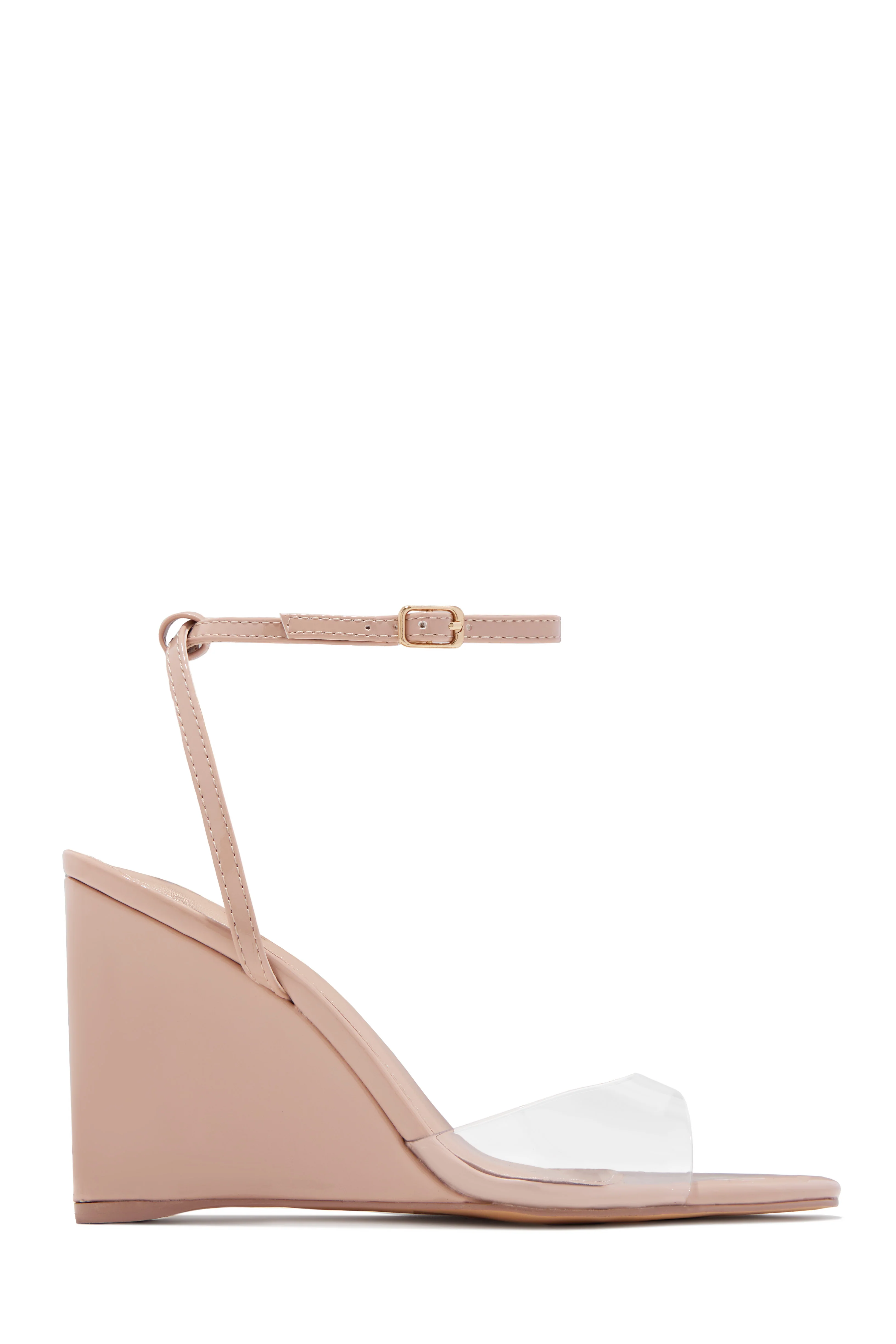 Kaia Nude Single Sole Wedge Heels - Clear - Image 4