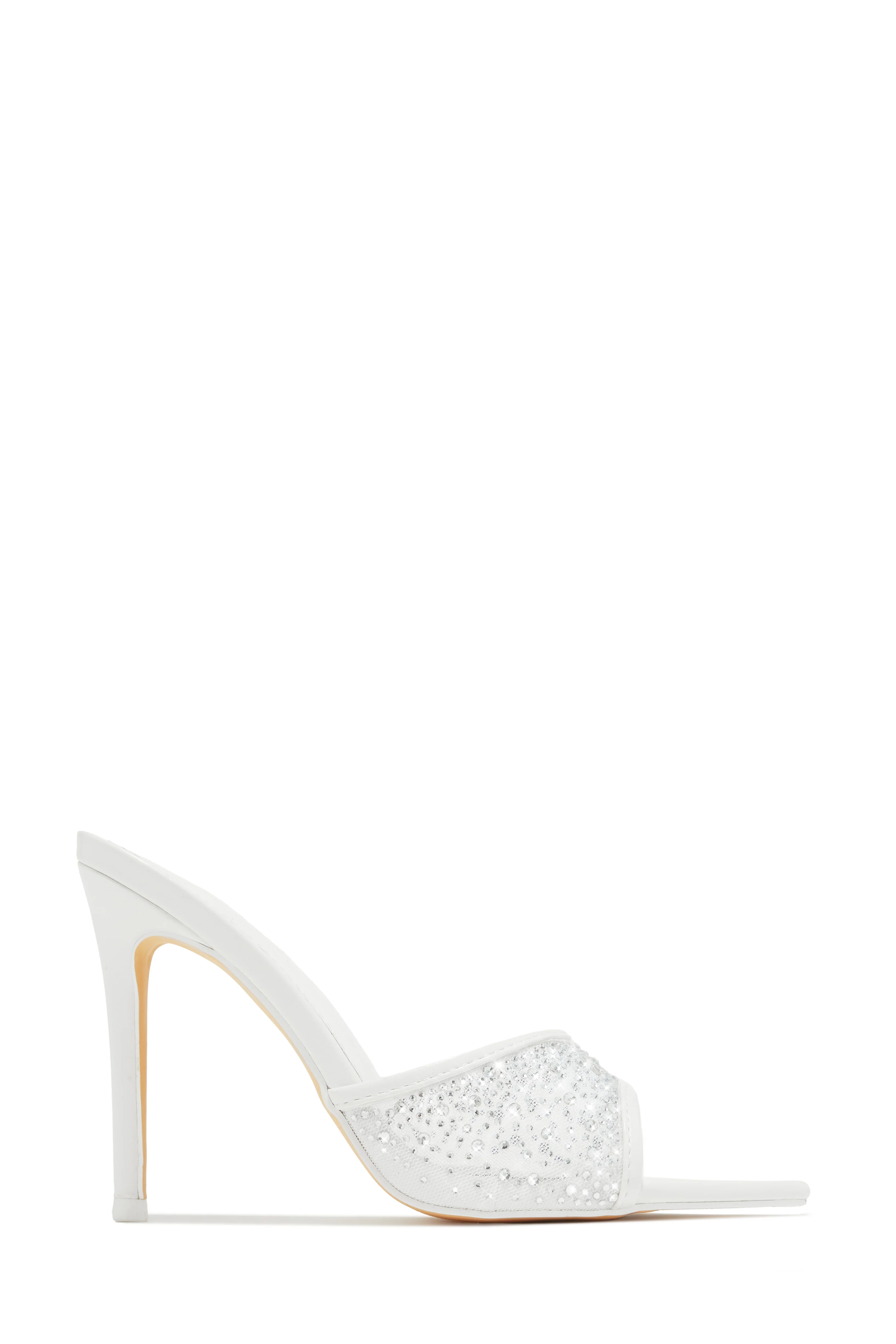 Kari Embellished High Heel Mules - White - Image 6