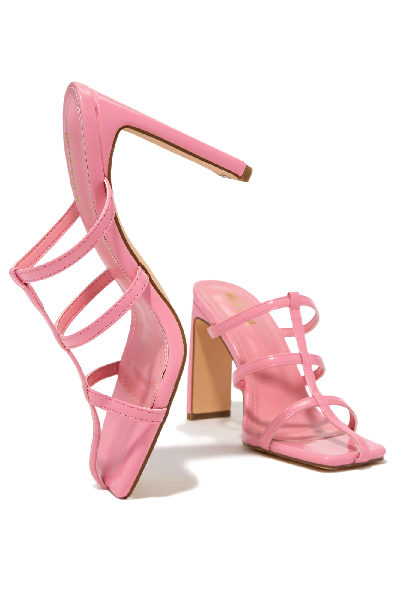 Karly Caged High Heel Mules - Pink - Image 3