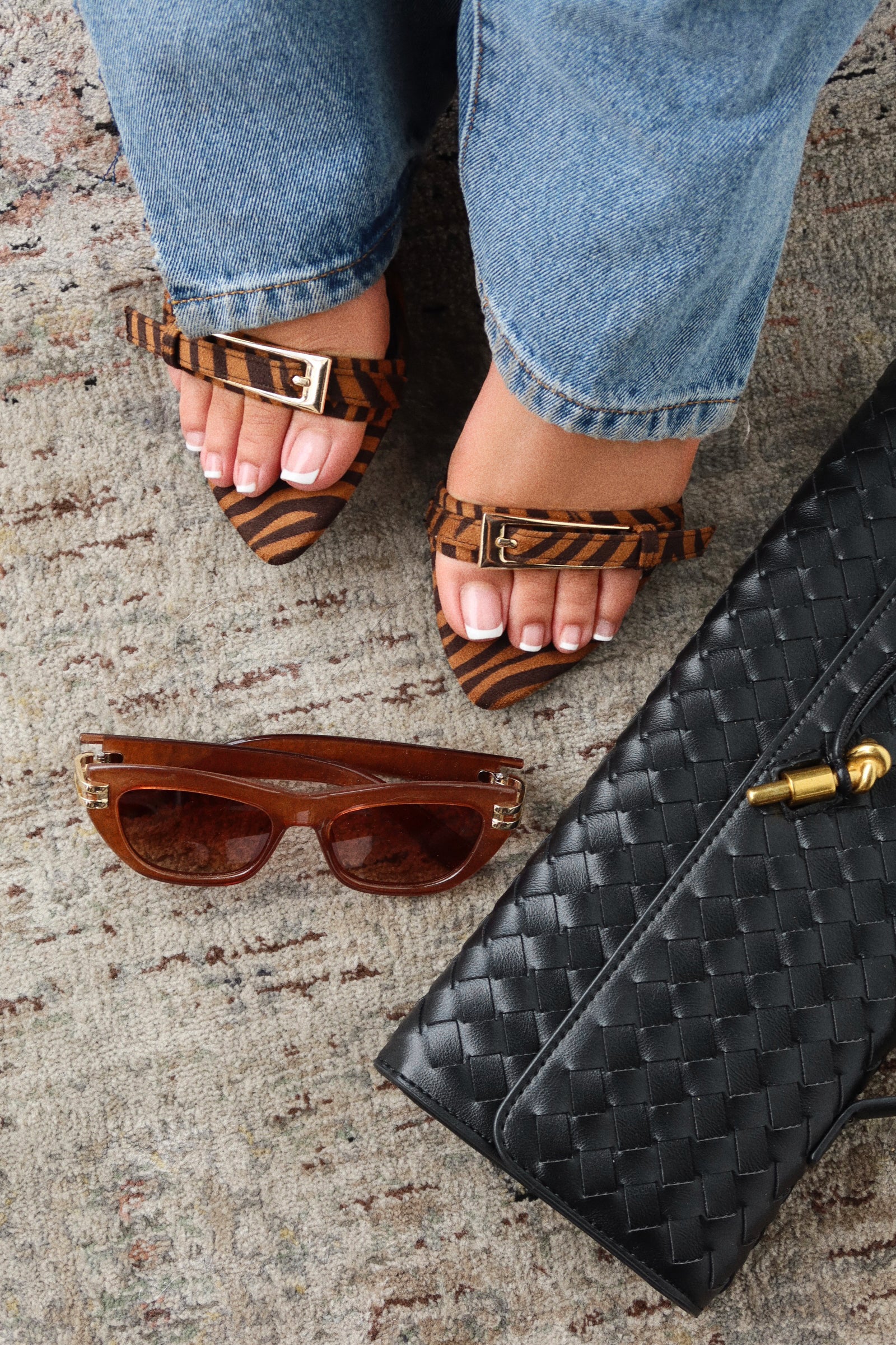 Karyn Mid Heel Mules - Tiger - Image 3