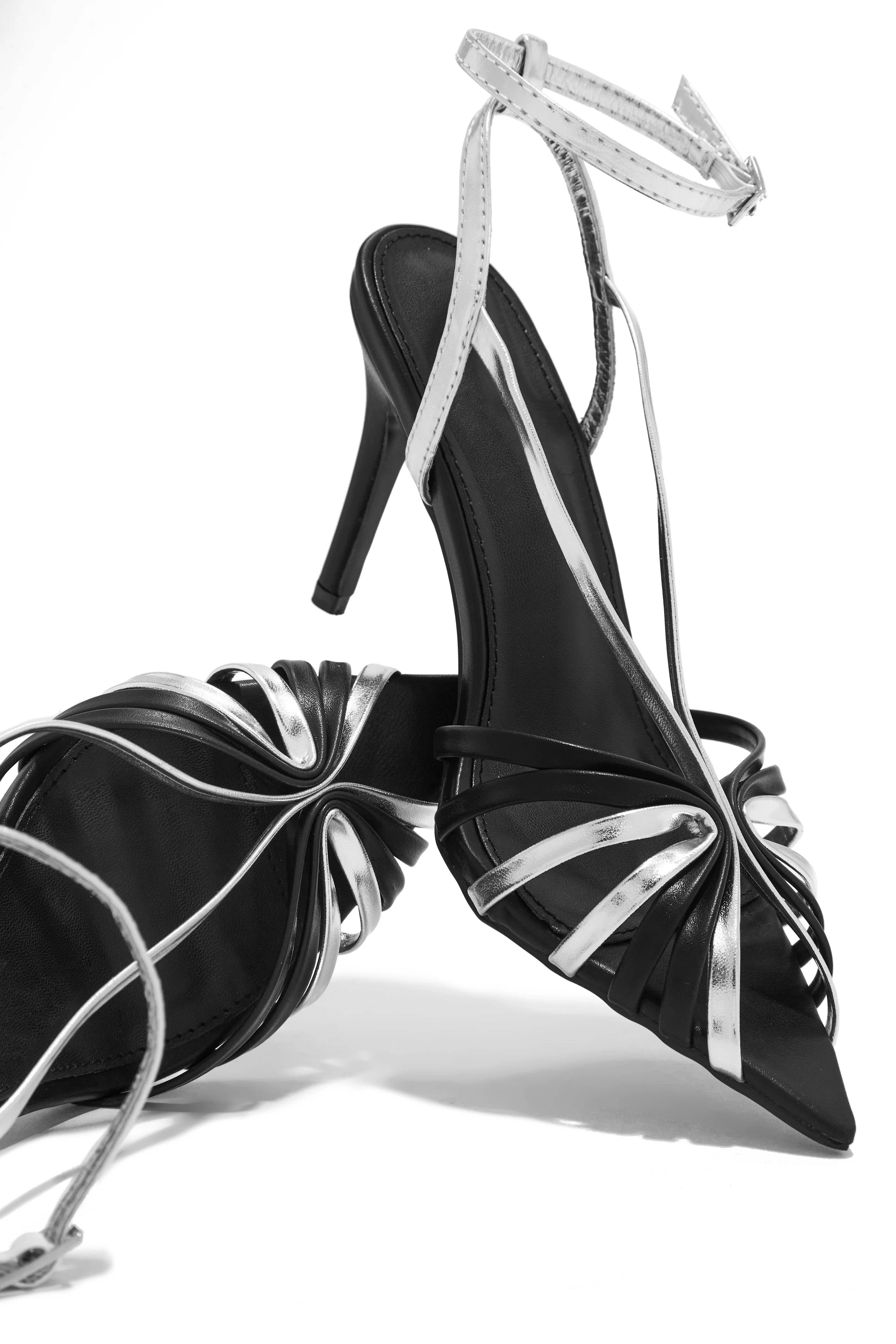 Kataya Ankle Strap Pointed Toe Heels - Black - Image 5