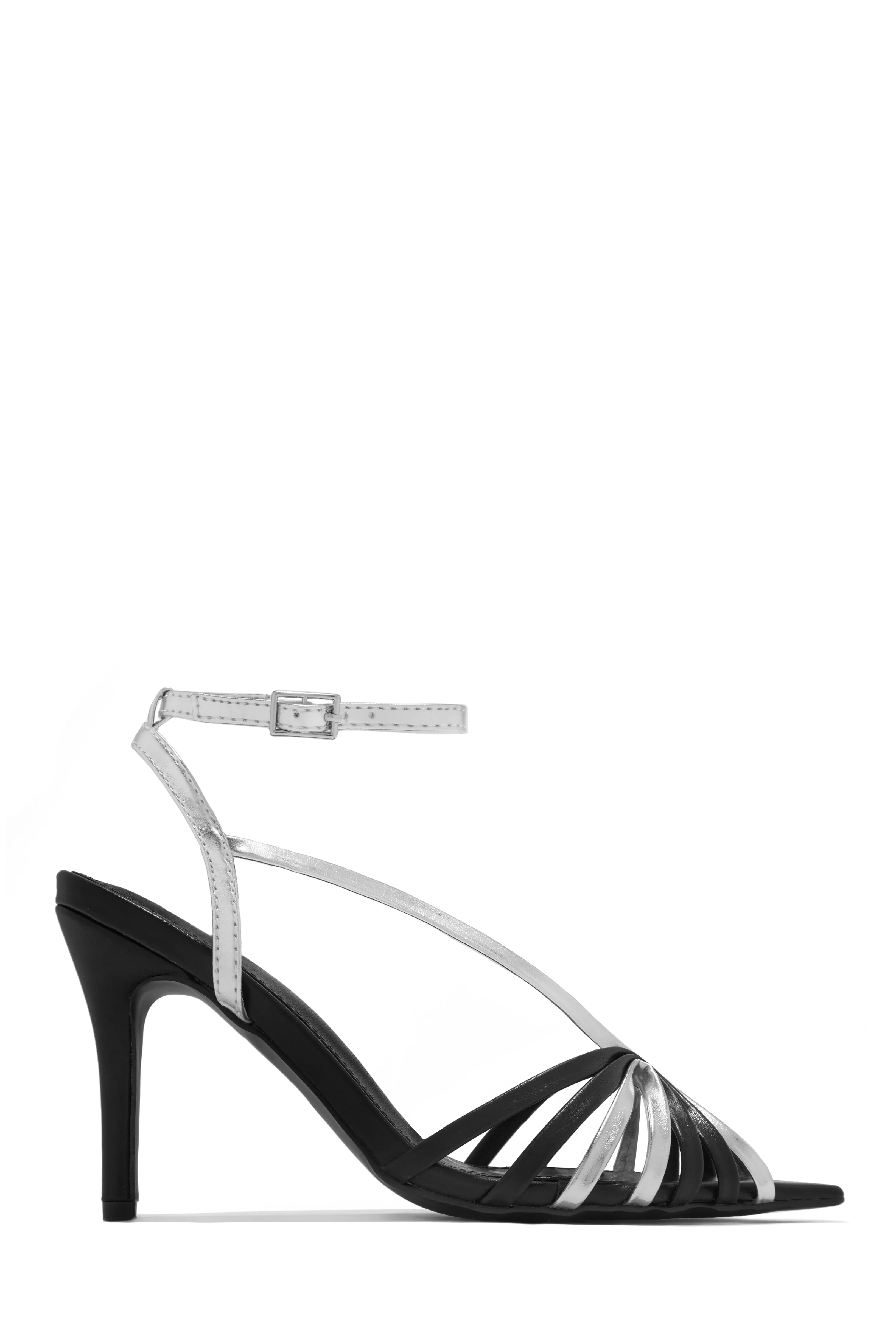 Kataya Ankle Strap Pointed Toe Heels - Black - Image 9