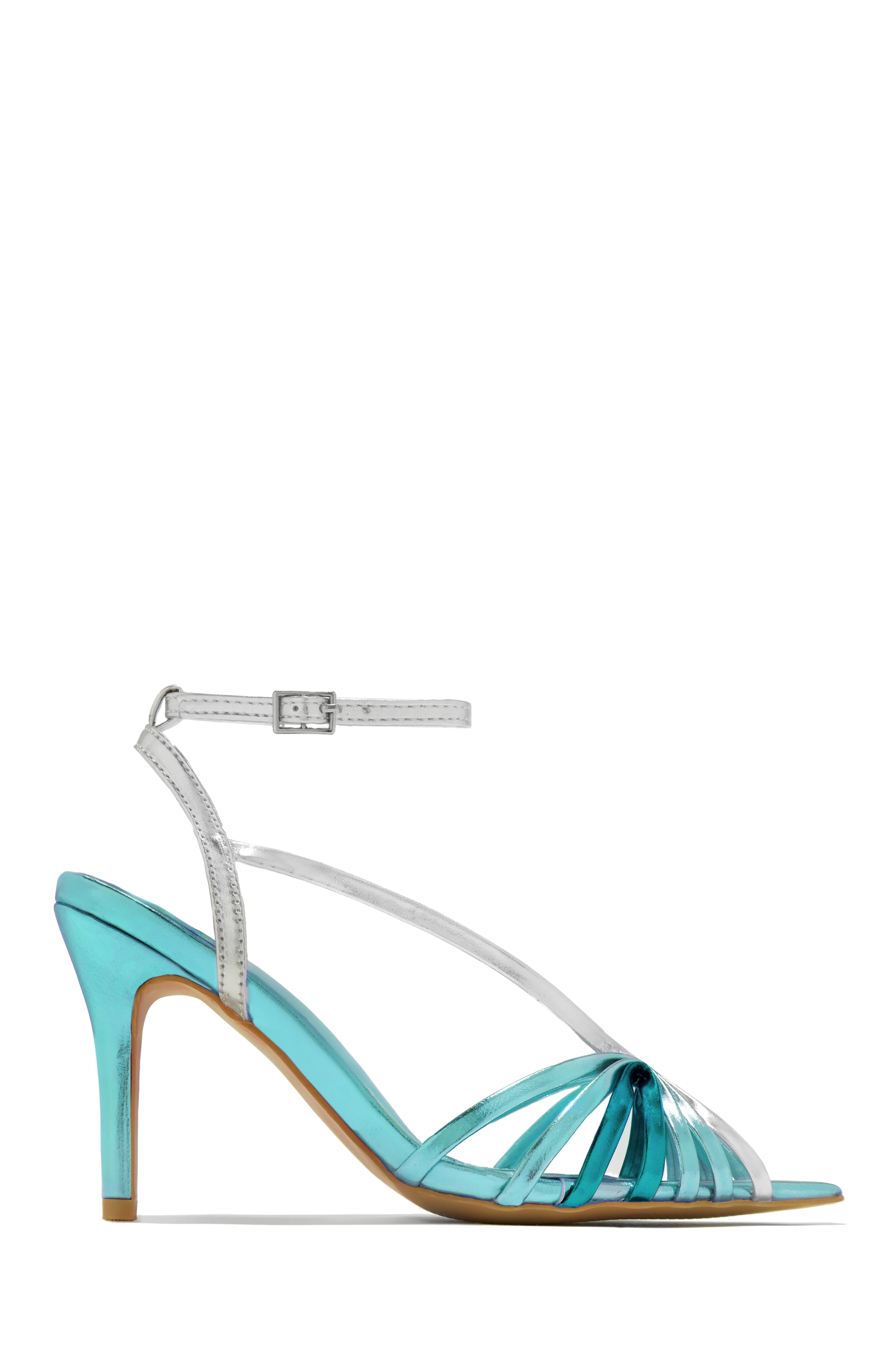 Kataya Ankle Strap Pointed Toe Heels - Blue - Image 4