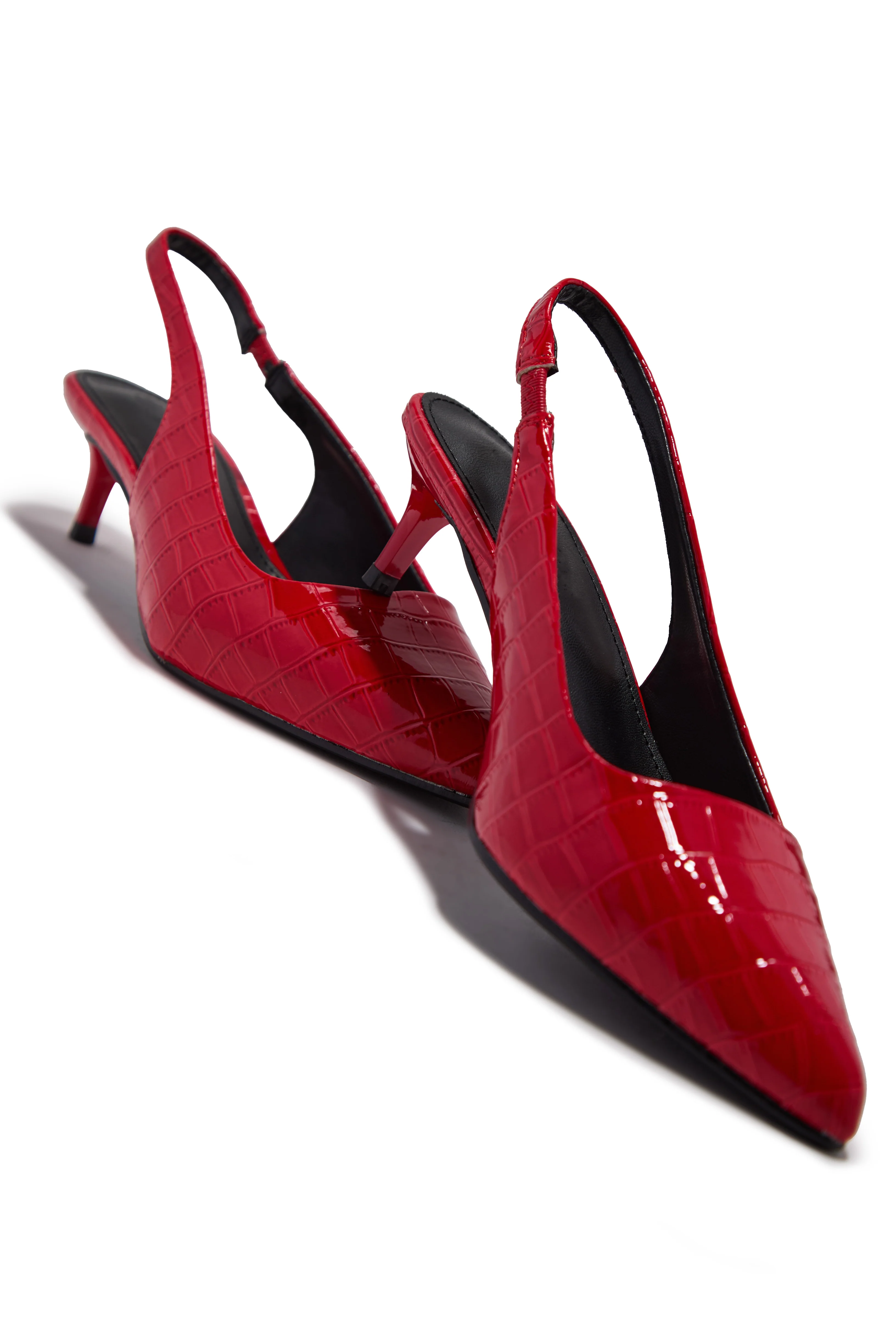 Kiley Mid Heel Slingback Pumps - Red - Image 6
