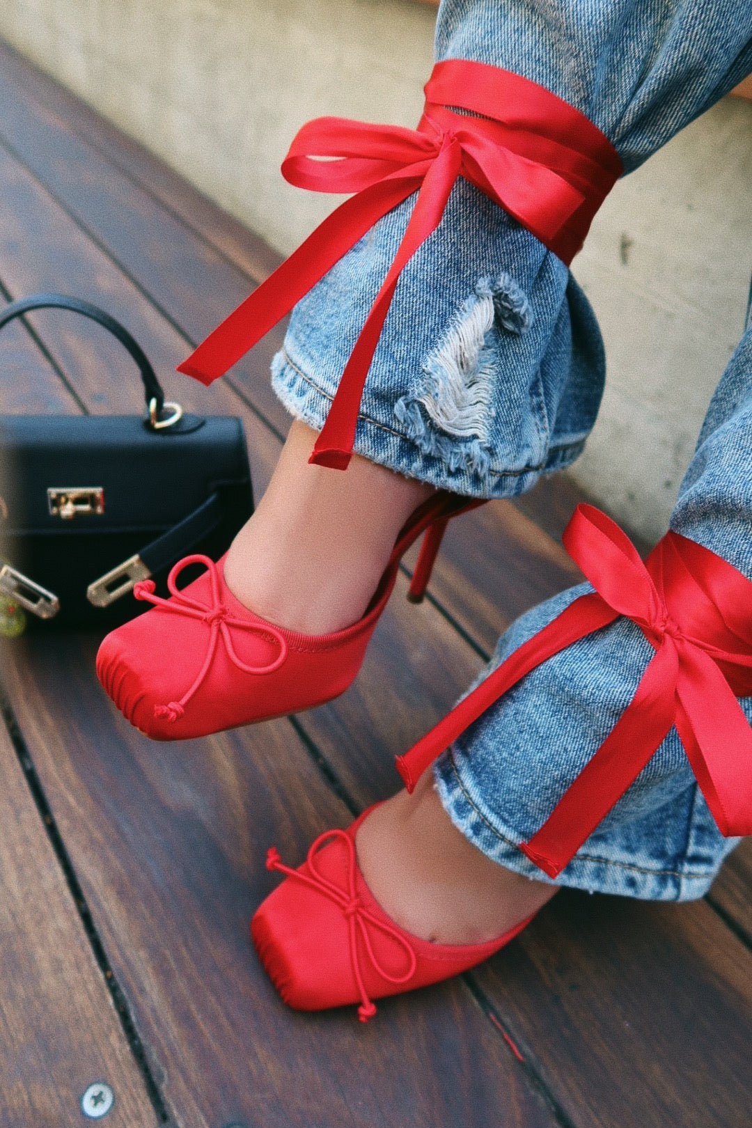 Klara Ballet Lace Up Heels - Red - Image 4