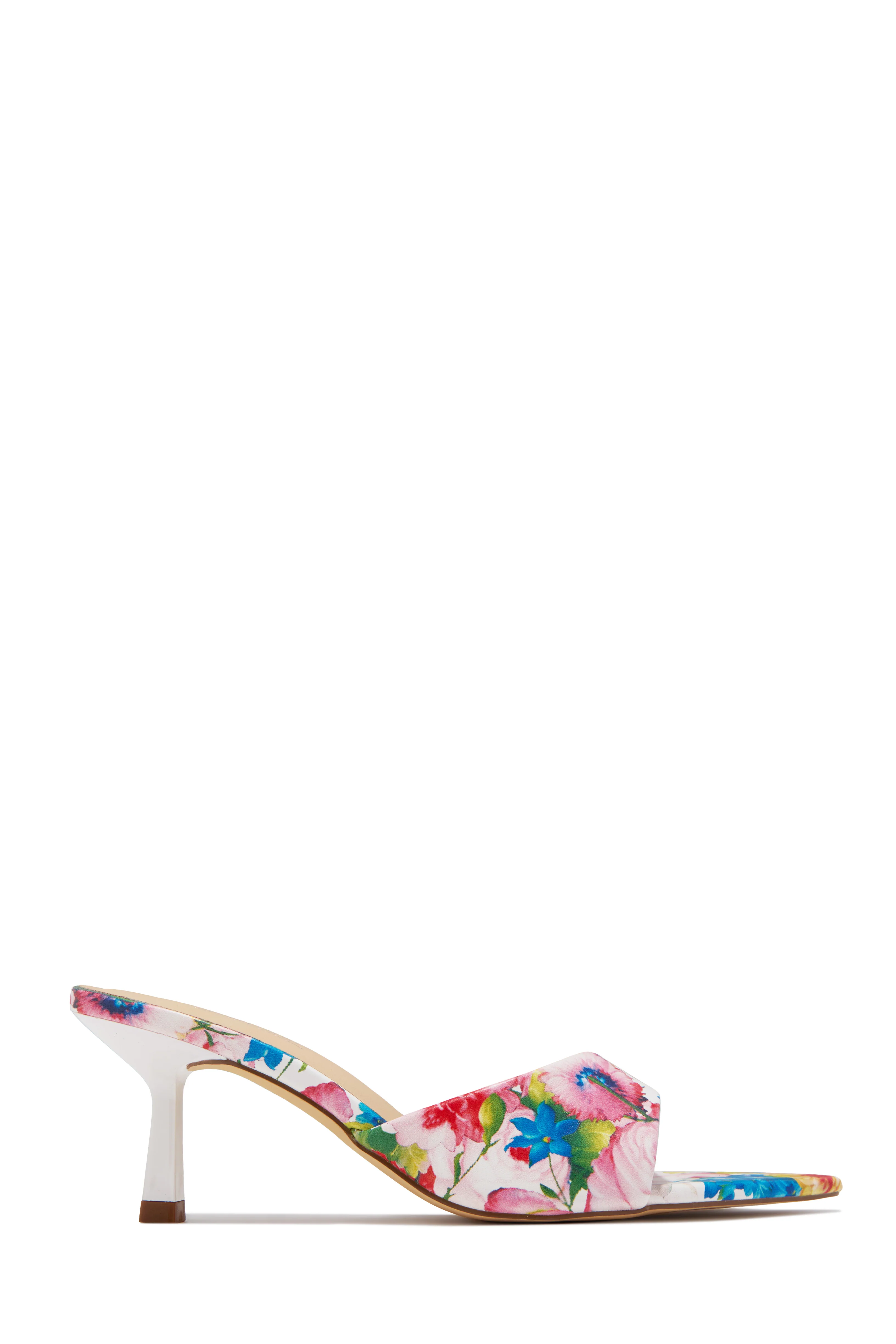 Kristie Mid Heel Mules - Floral - Image 7