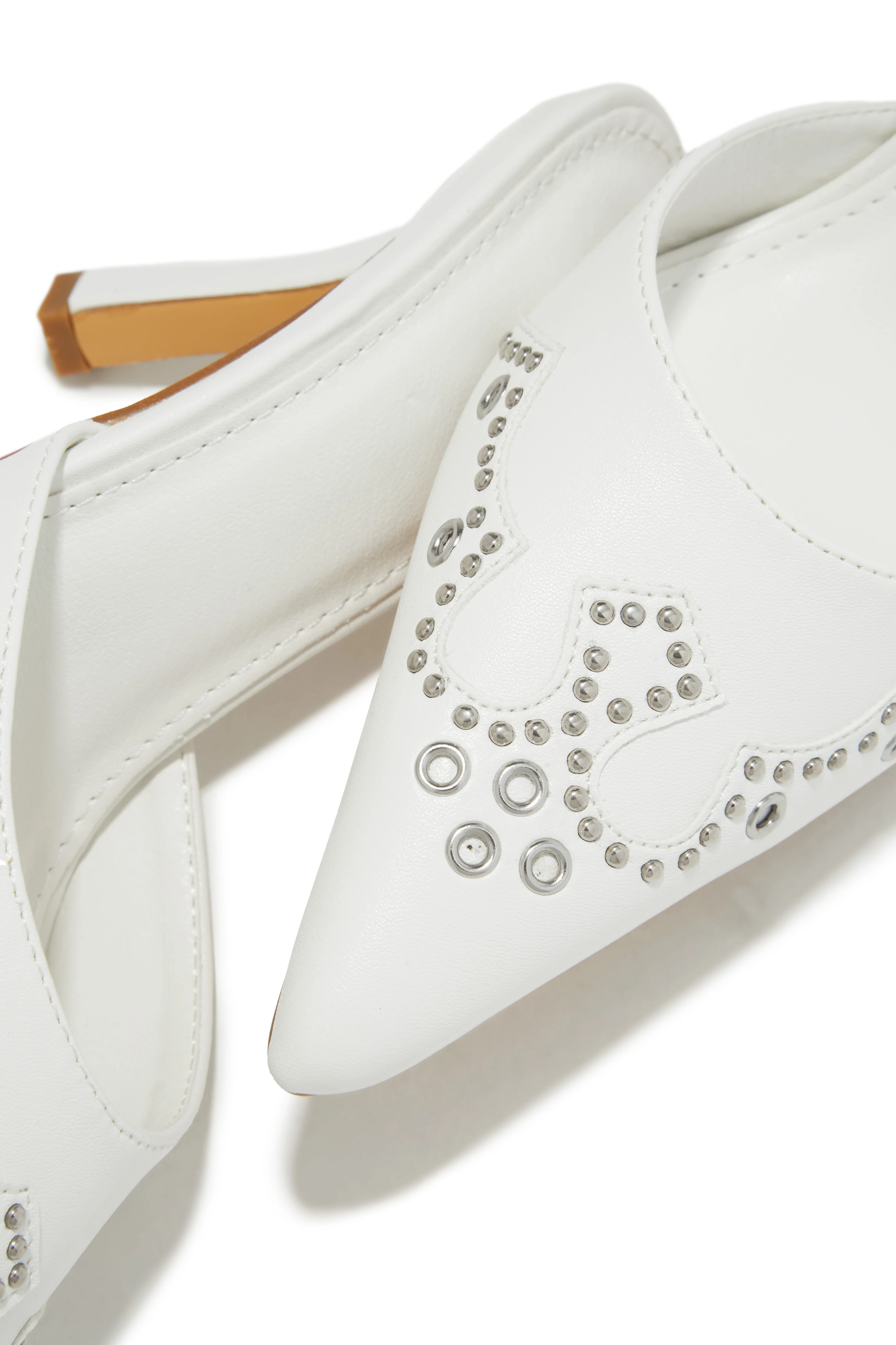 Lauryn Pump Heel Mules - White - Image 6
