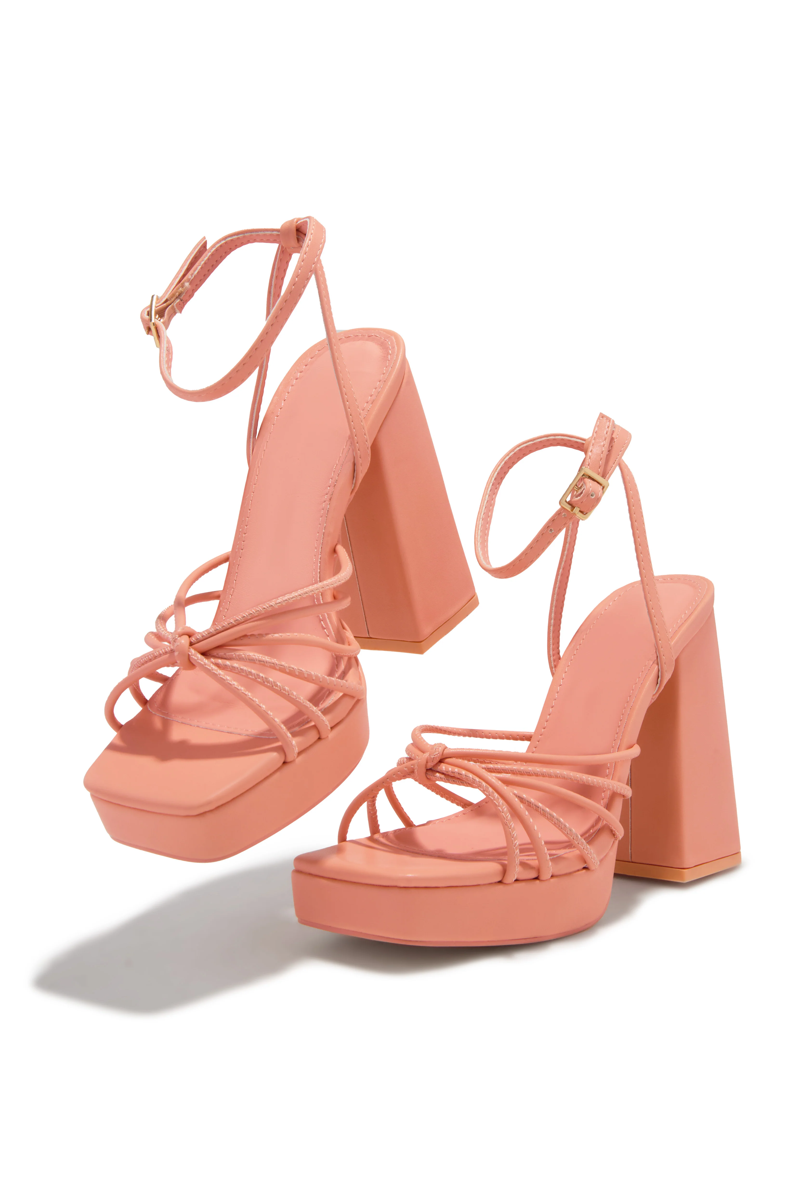 Lelia Platform Block Heels - Coral - Image 3