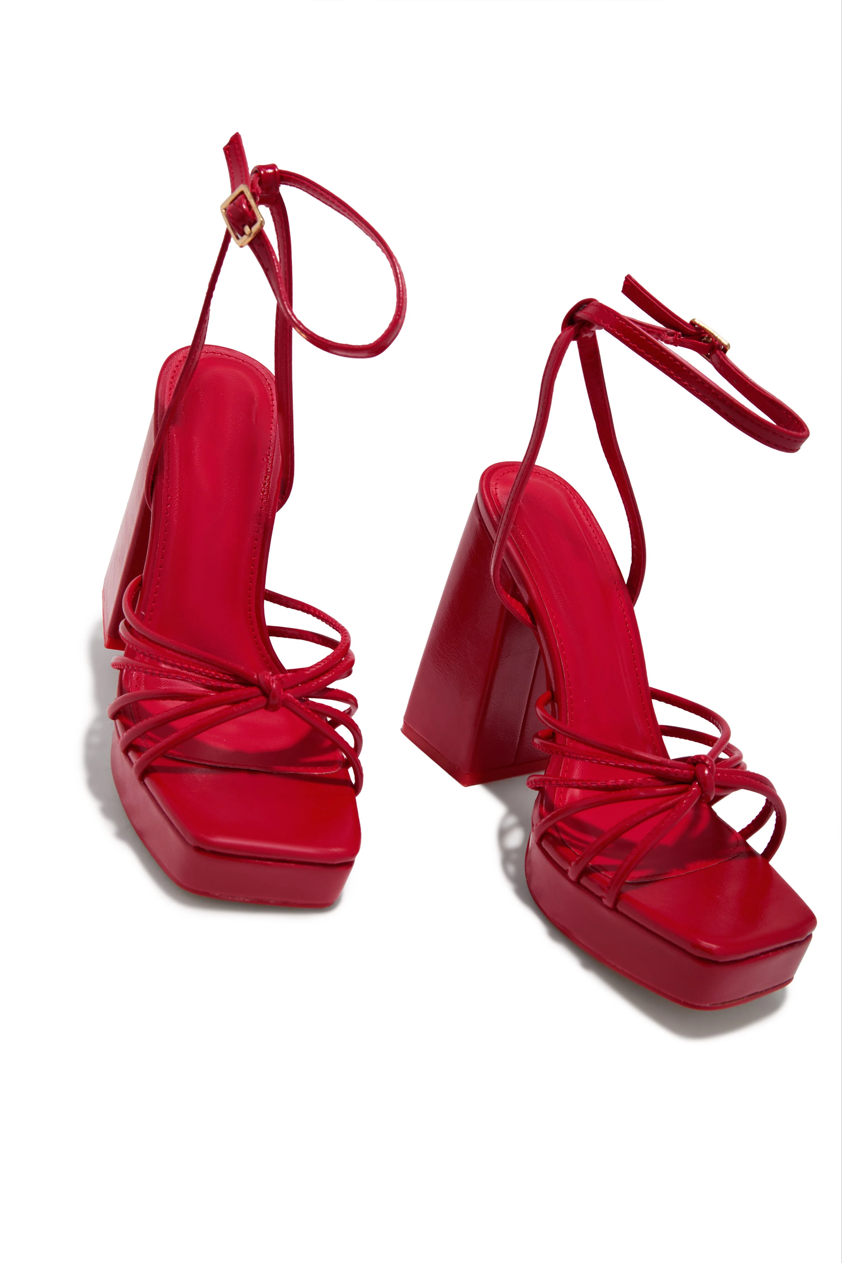 Lelia Platform Block Heels - Red - Image 6