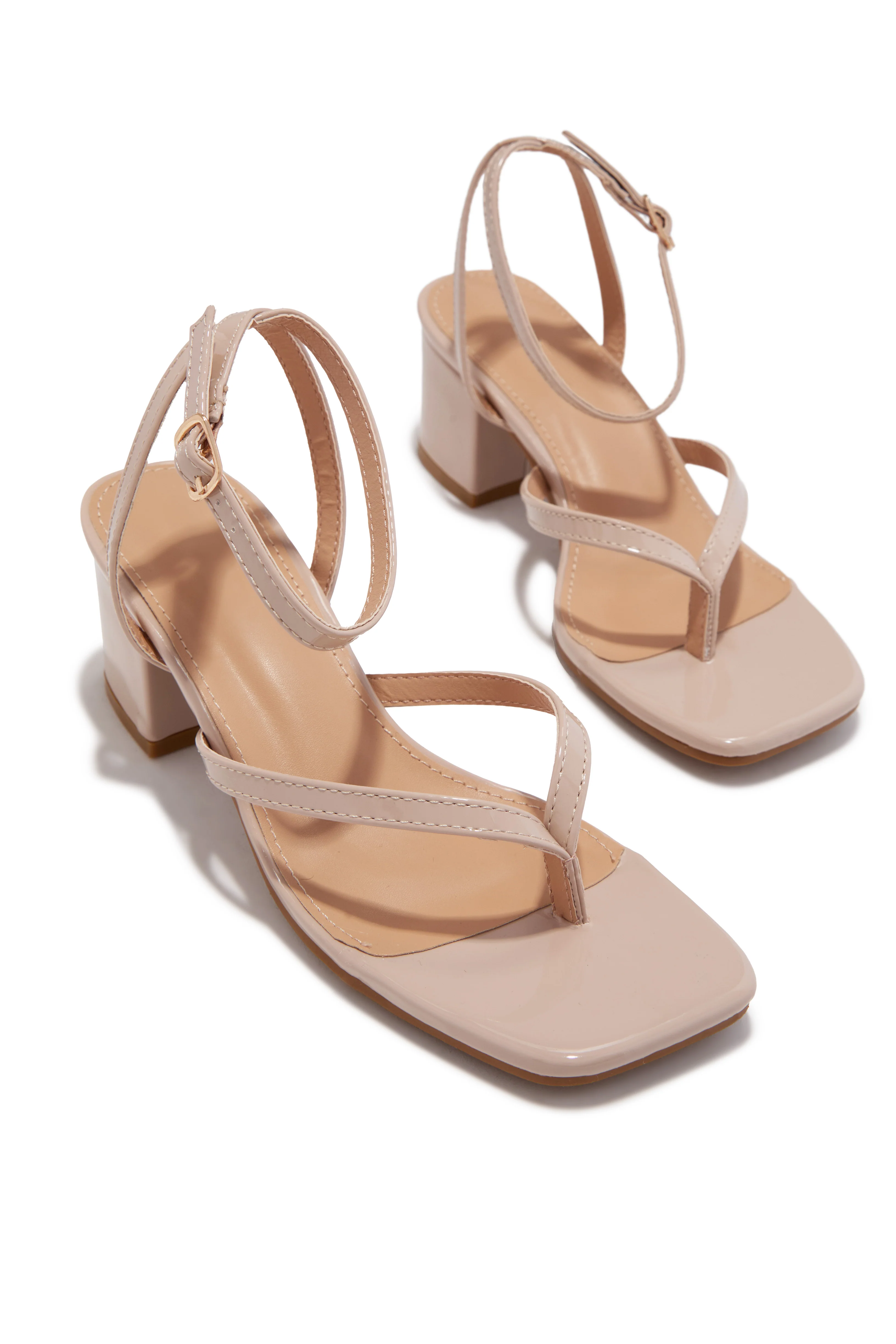 Letty Chunky Mid Heels - Nude - Image 4