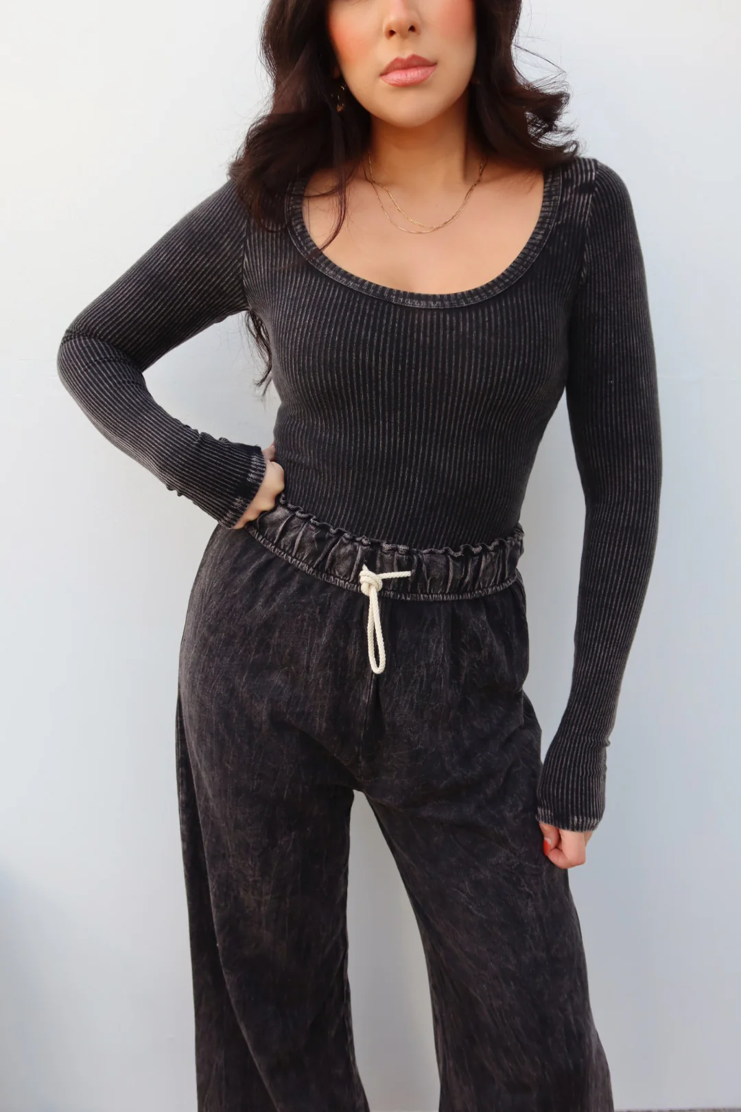 Levie Wide Leg Lounge Pant - Black - Image 4