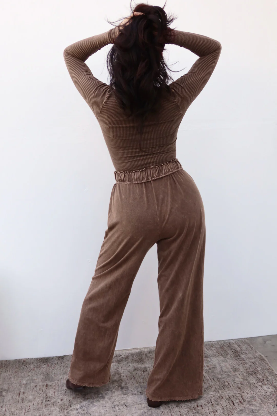 Levie Wide Leg Lounge Pant - Dark Nude - Image 3