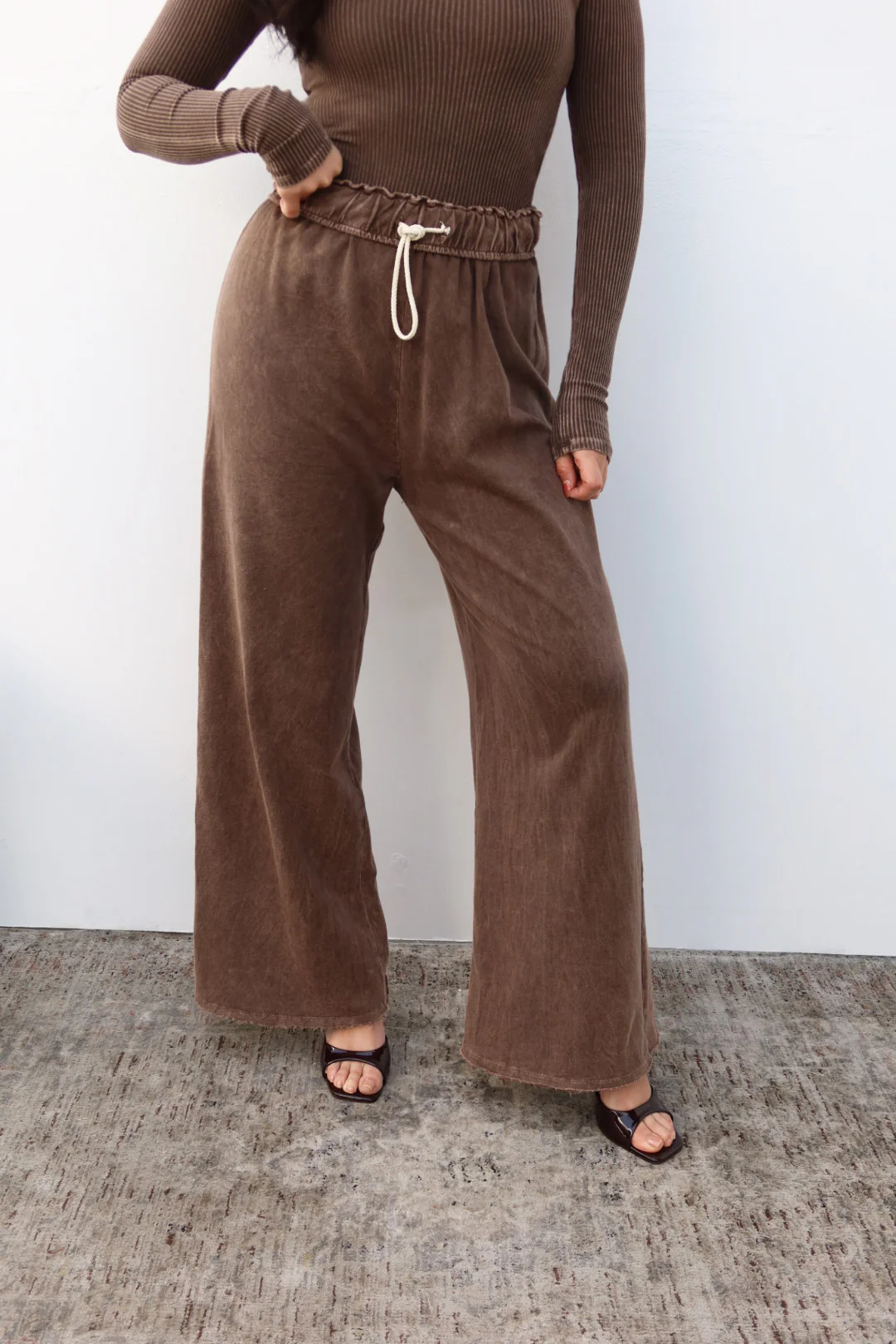 Levie Wide Leg Lounge Pant - Dark Nude - Image 5