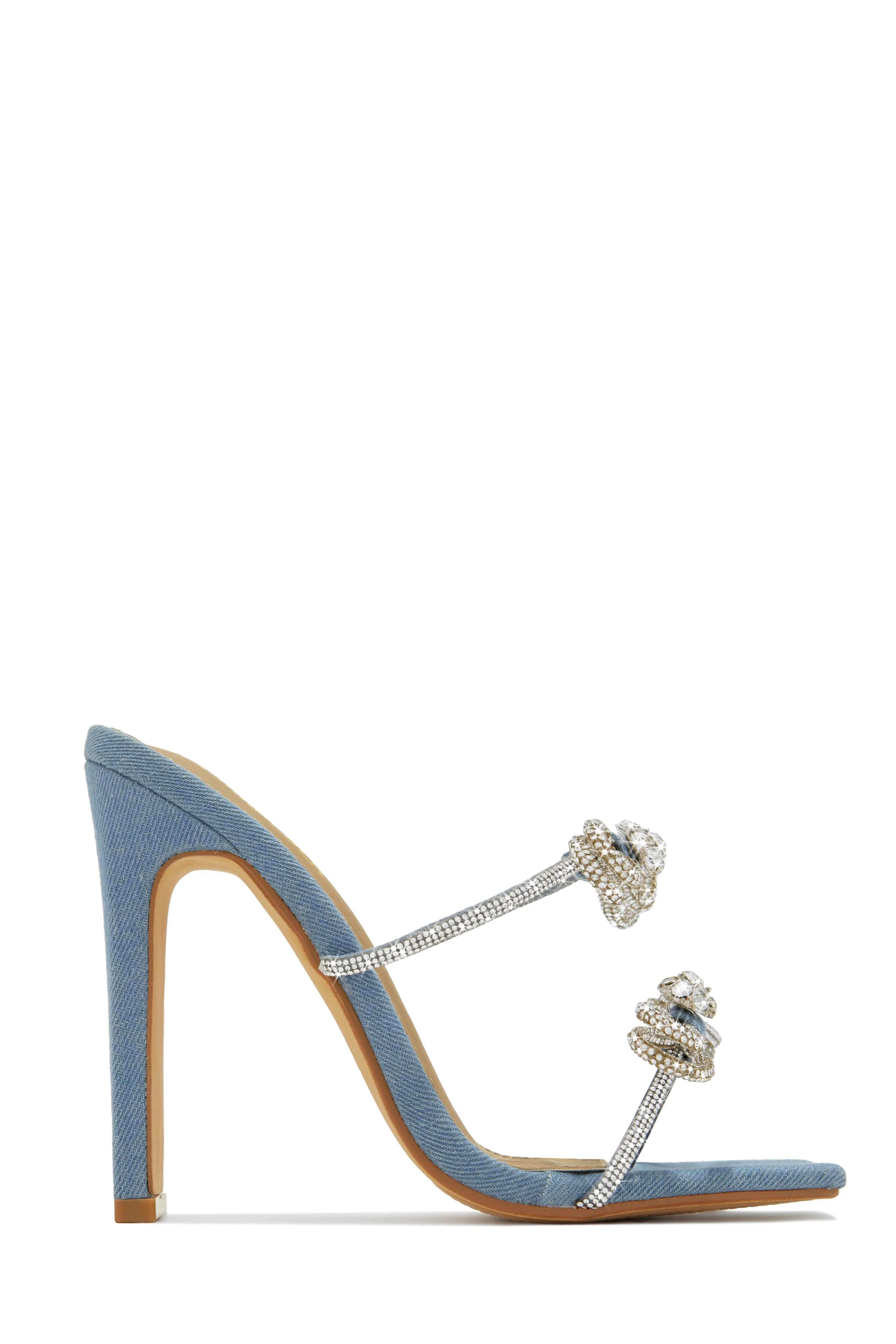 Life Is A Party Embellished High Heel Mules - Denim - Image 13