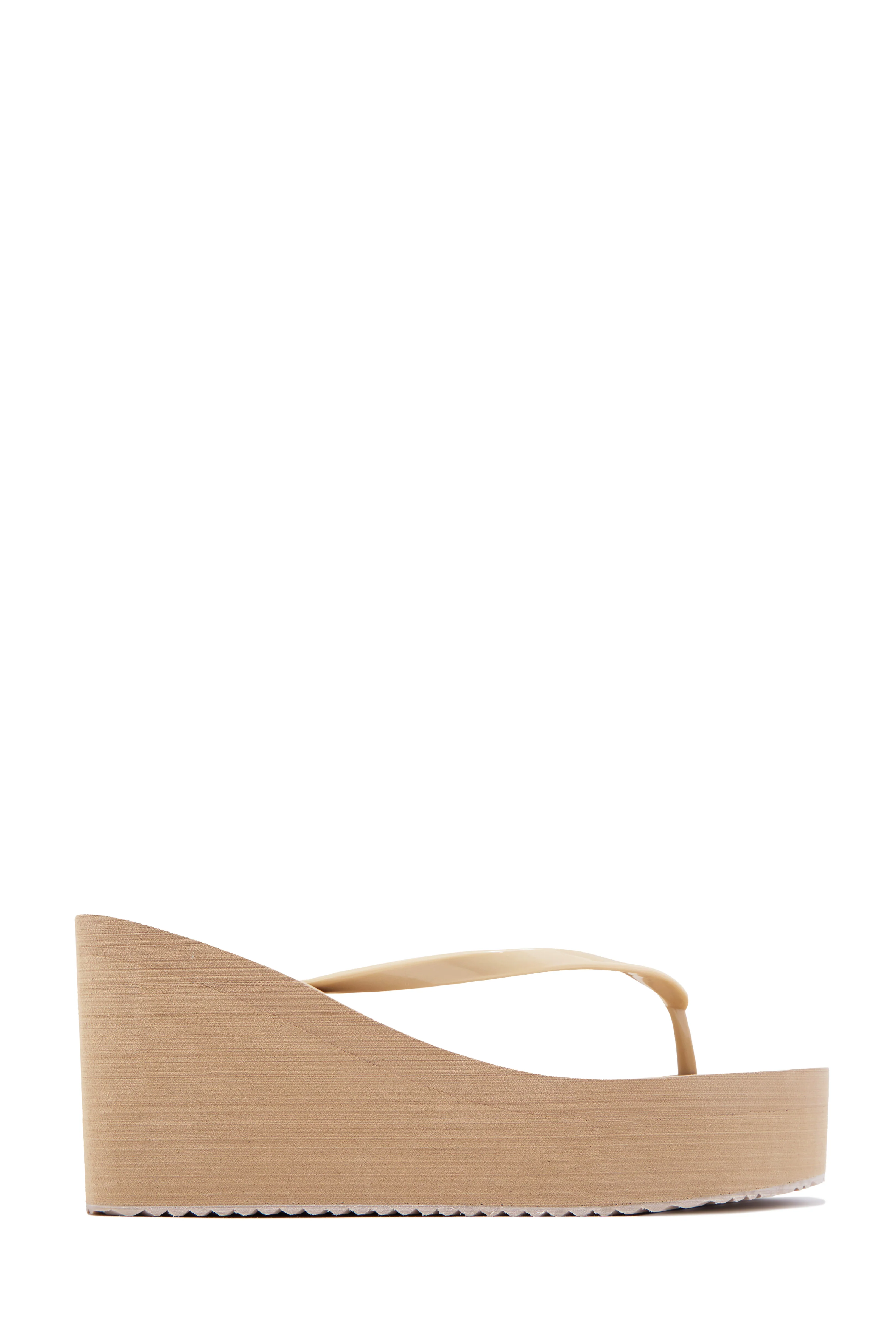 Lizzie Platform Thong Sandals - Nude - Image 5