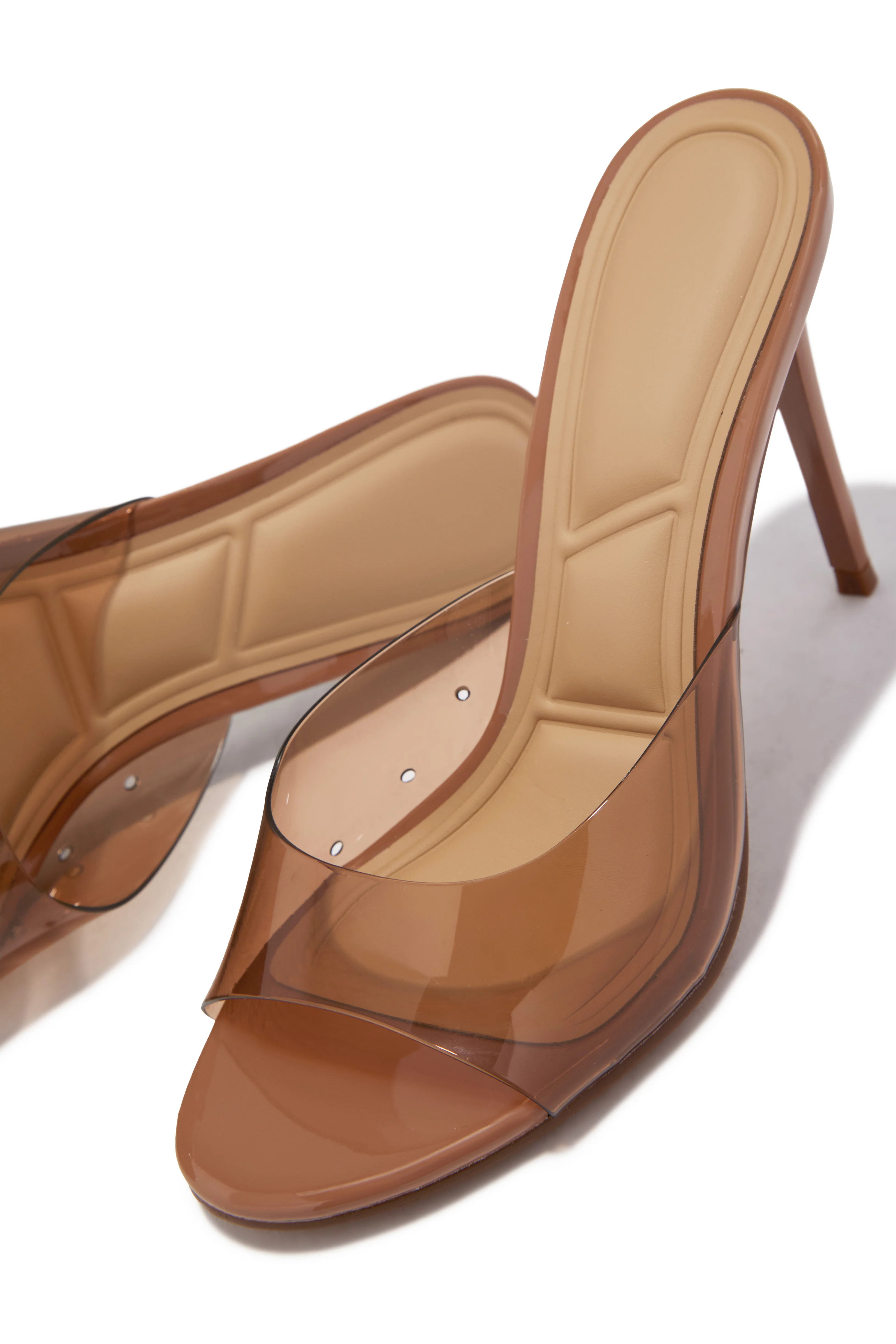 Lolita Clear Single Sole Mules - Tan - Image 4
