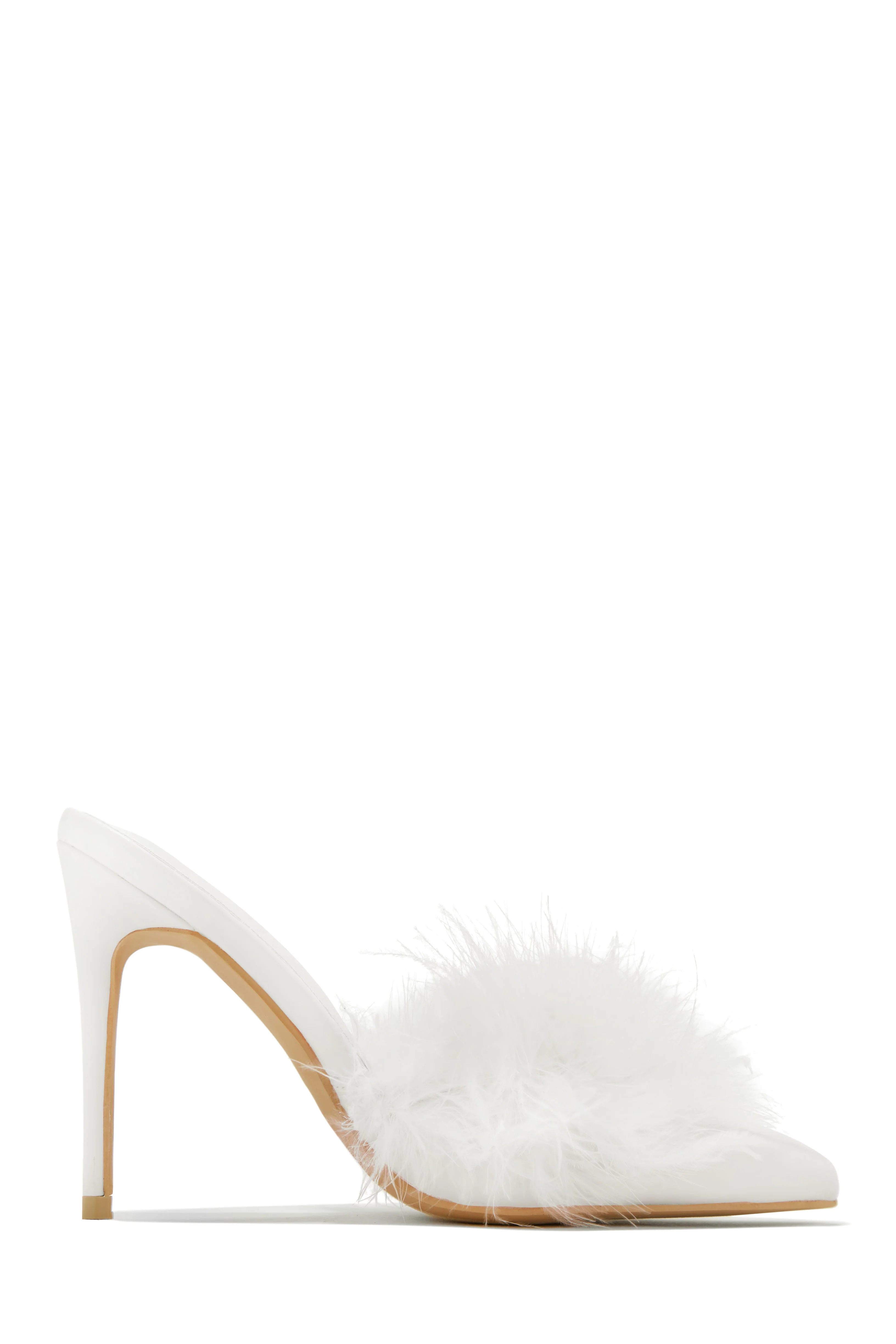 Lorelai Faux Feather Mule Heels - Black - Image 10